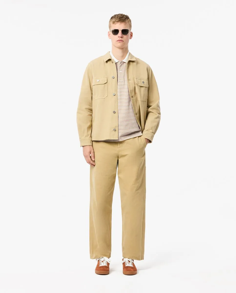 LACOSTE Classic Fit L.12.12 Striped Petit Piqu  Polo Shirt Beige LACOSTE Classic Fit L.12.12 Striped Petit Piqu  Polo Shirt Beige