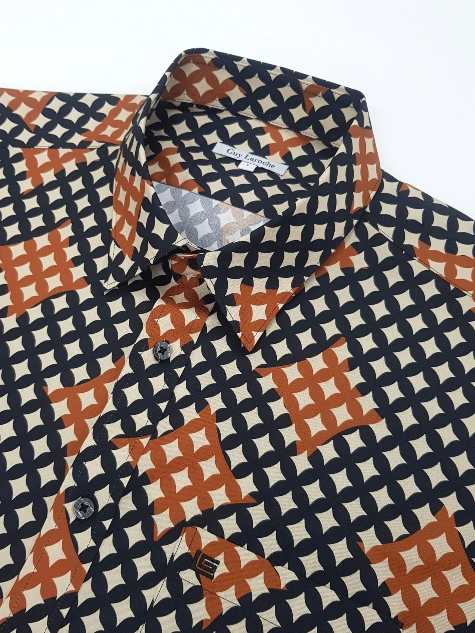 GUY LAROCHE MENWEAR Men's Shirt short sleeves BAC5300S4BR - Brown GUY LAROCHE MENWEAR Men's Shirt short sleeves BAC5300S4BR - Brown