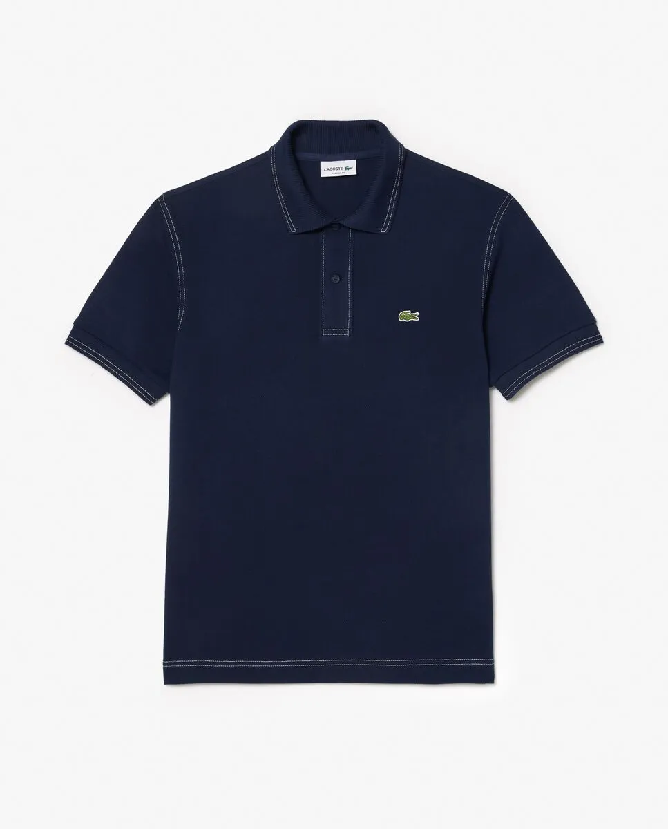 LACOSTE Classic Fit L.12.12 Heavy Petit Piqu  Polo Shirt Blue LACOSTE Classic Fit L.12.12 Heavy Petit Piqu  Polo Shirt Blue