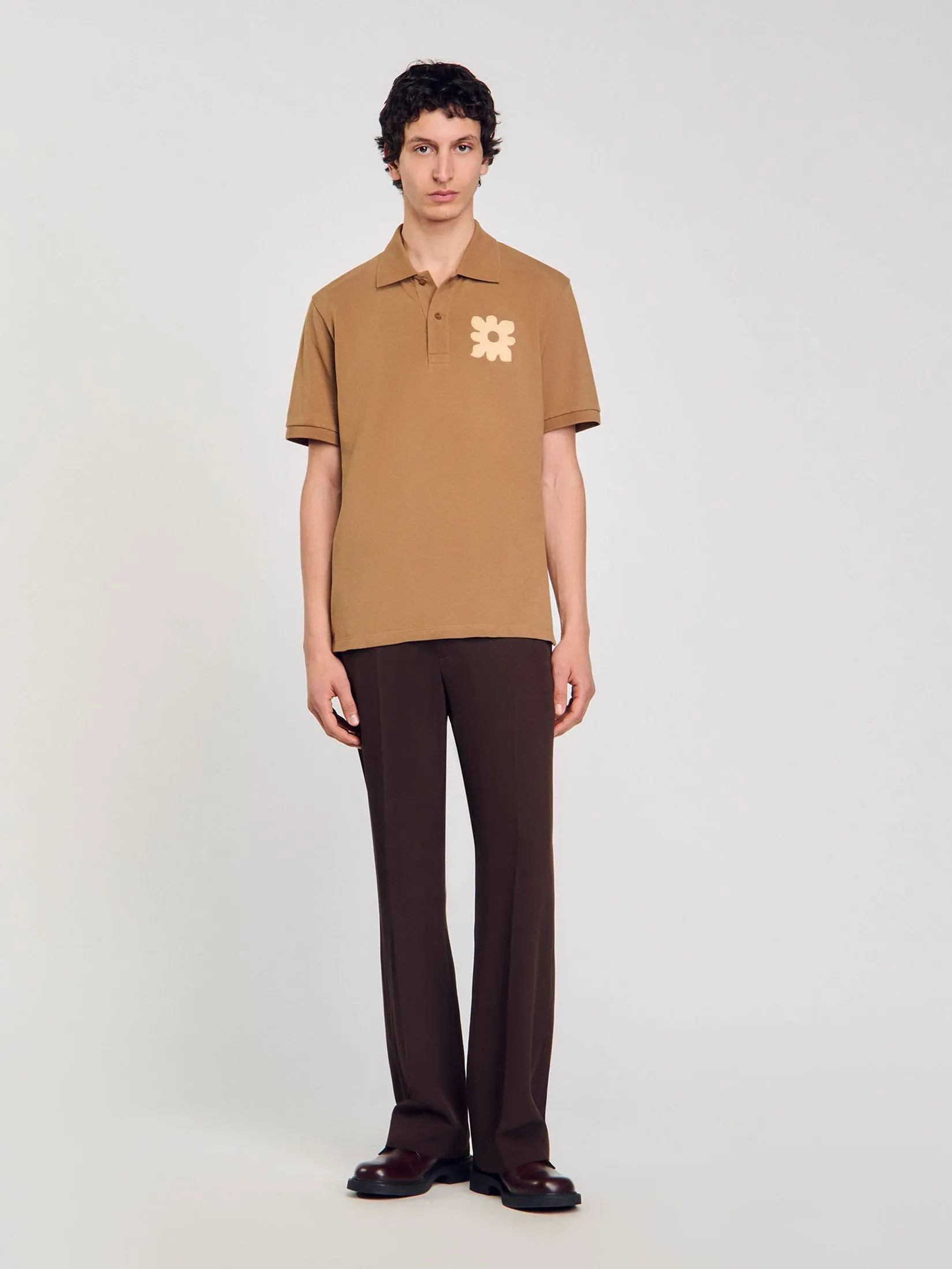 SANDRO Polo Shirt With Flower Patch SANDRO Polo Shirt With Flower Patch