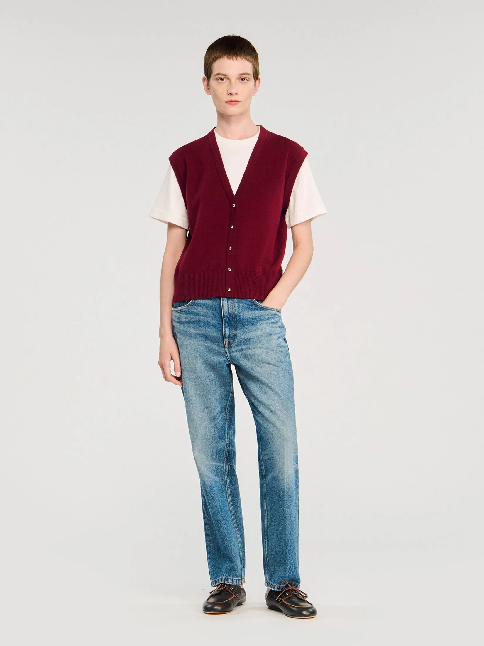 SANDRO Two-Tone Wool and Cashmere Sweater SANDRO Two-Tone Wool and Cashmere Sweater