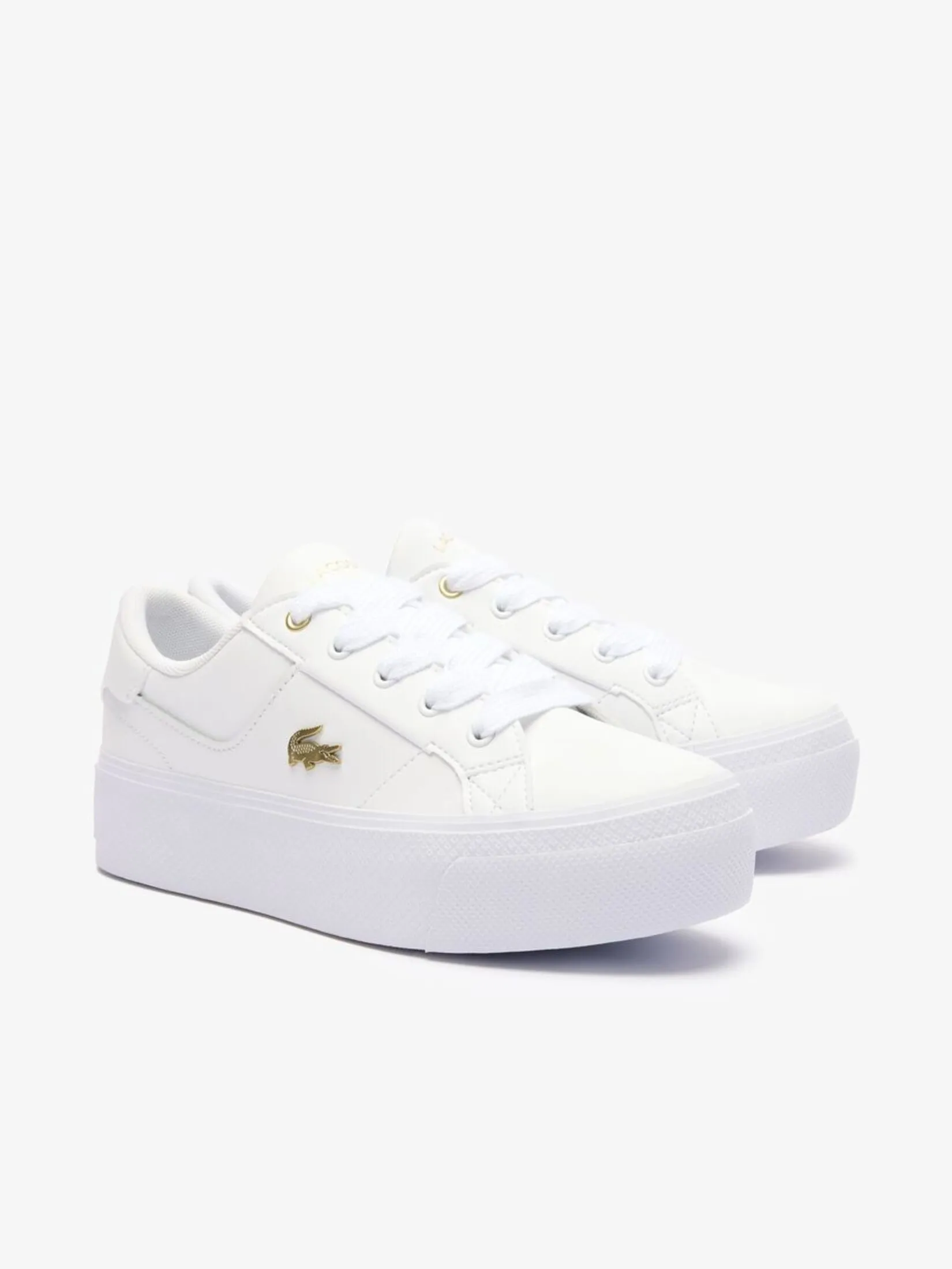 LACOSTE Women’s Ziane Platform Logo Leather Trainers White LACOSTE Women’s Ziane Platform Logo Leather Trainers White