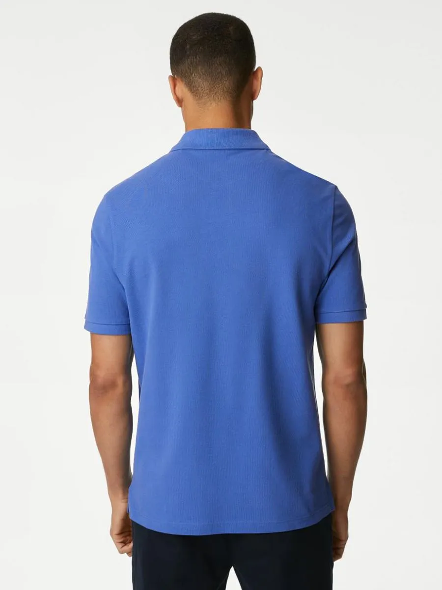 MARKS & SPENCER Men Polo Shirt Pure Cotton Pique O4_Mid Blue MARKS & SPENCER Men Polo Shirt Pure Cotton Pique O4_Mid Blue