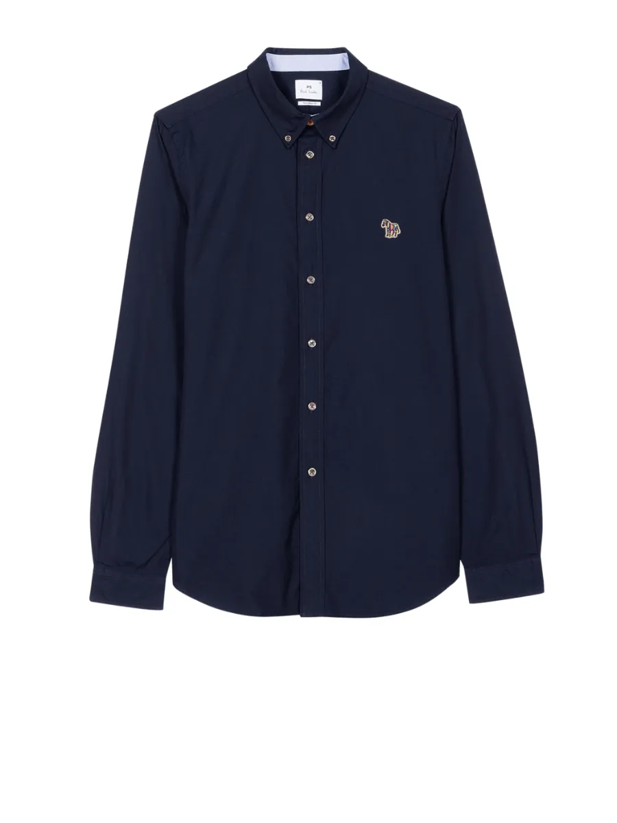PAUL SMITH SHIRTS MENS LS TAILORED BD SHIRT ZEBRA BADGE INKY BLUE