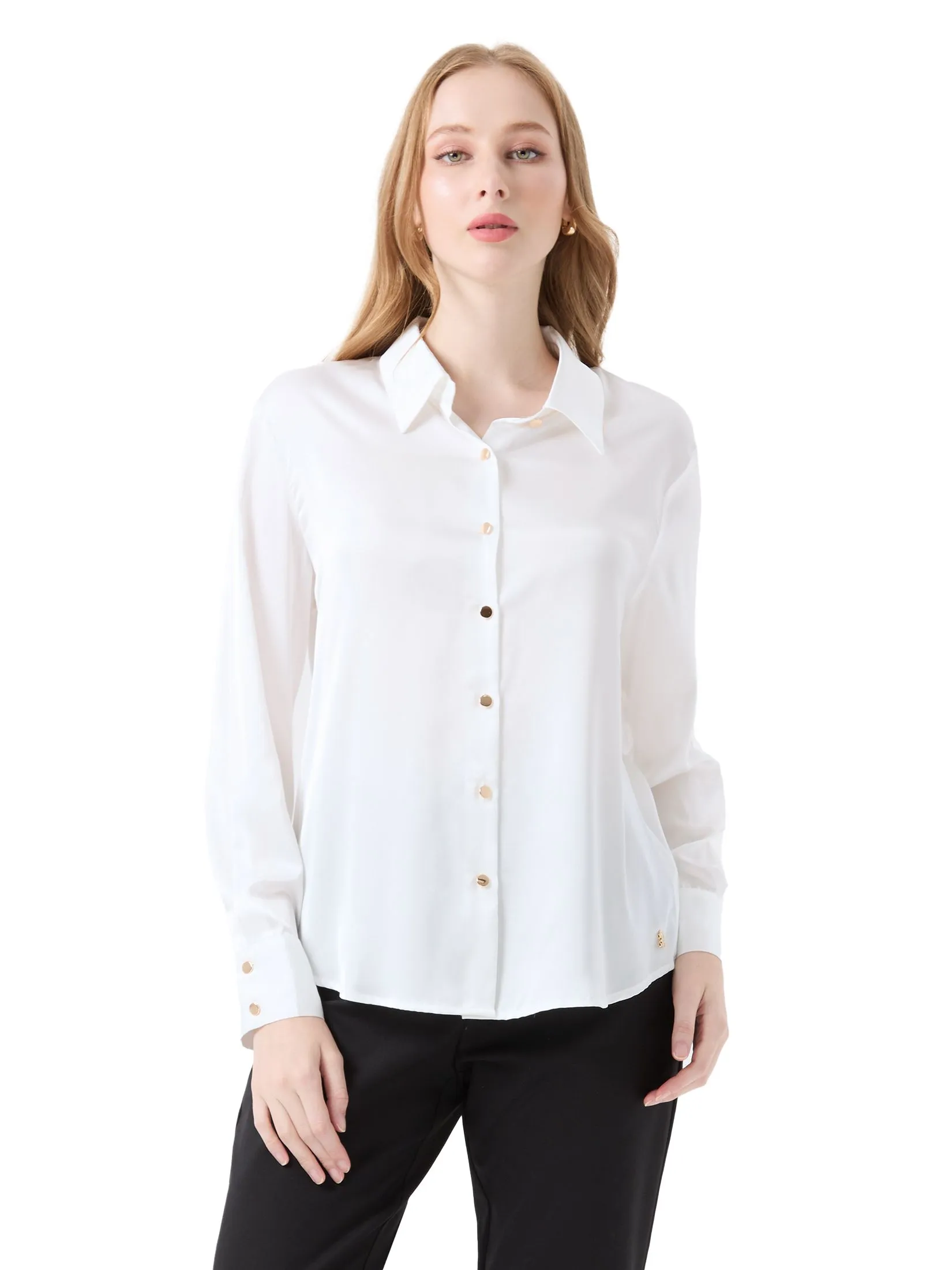 ESPADA Smooth Satin Shirt Woman Off White ESPADA Smooth Satin Shirt Woman Off White