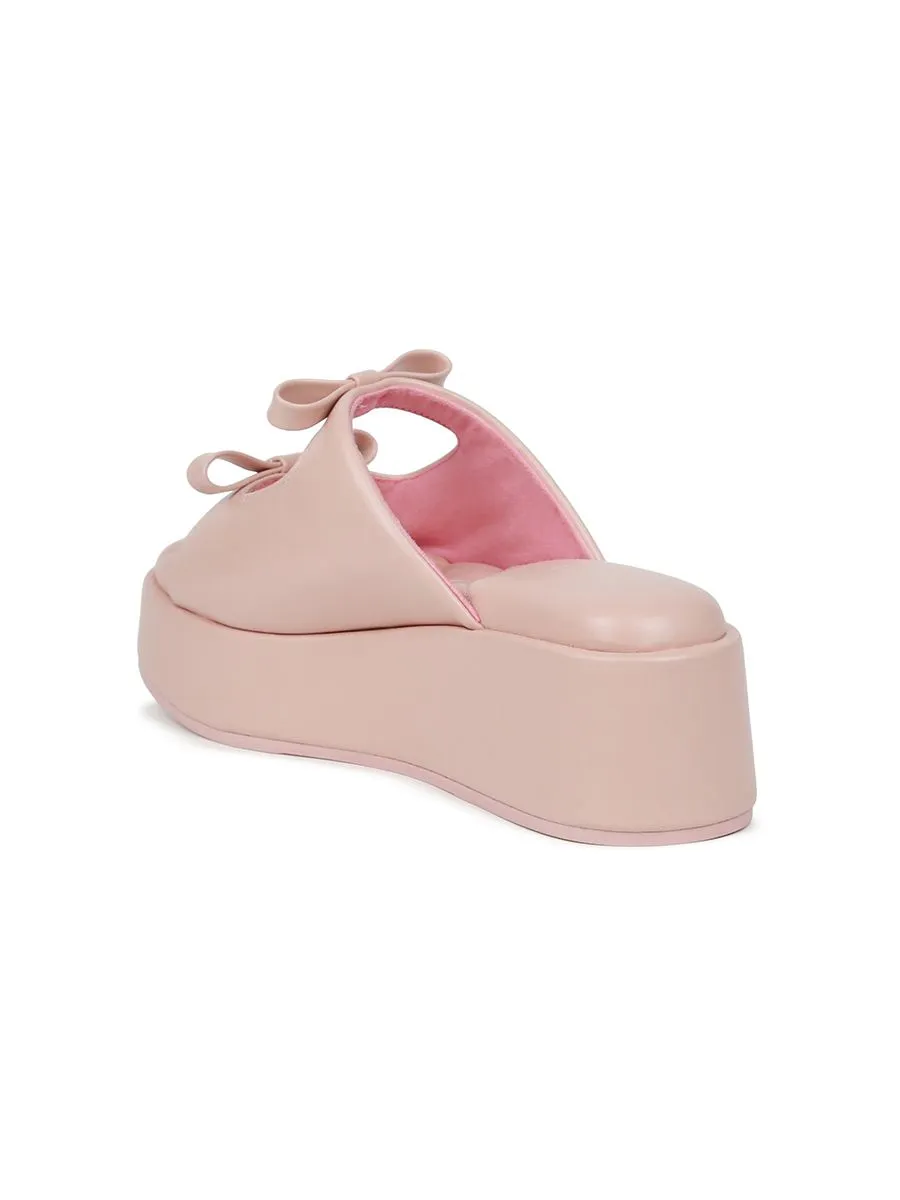 SHU WOMEN  PETITE BOW PALETTE SOFT 2" WEDGES - NUDE PINK SHU WOMEN  PETITE BOW PALETTE SOFT 2" WEDGES - NUDE PINK