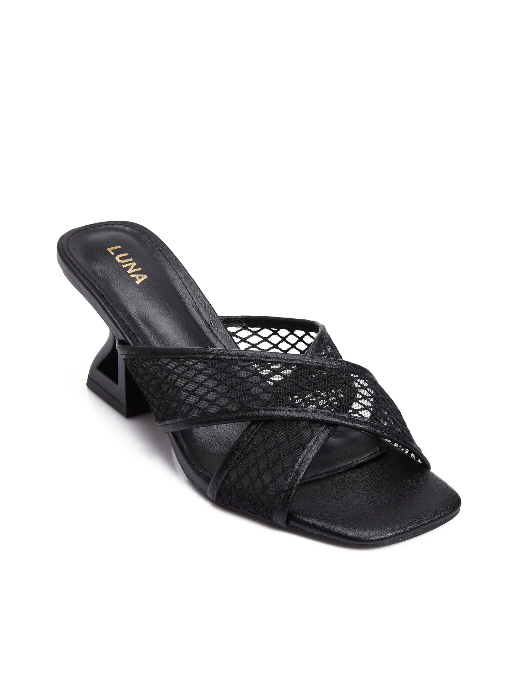 LUNA Women Heels Slippers Cross Strap LUNA Women Heels Slippers Cross Strap