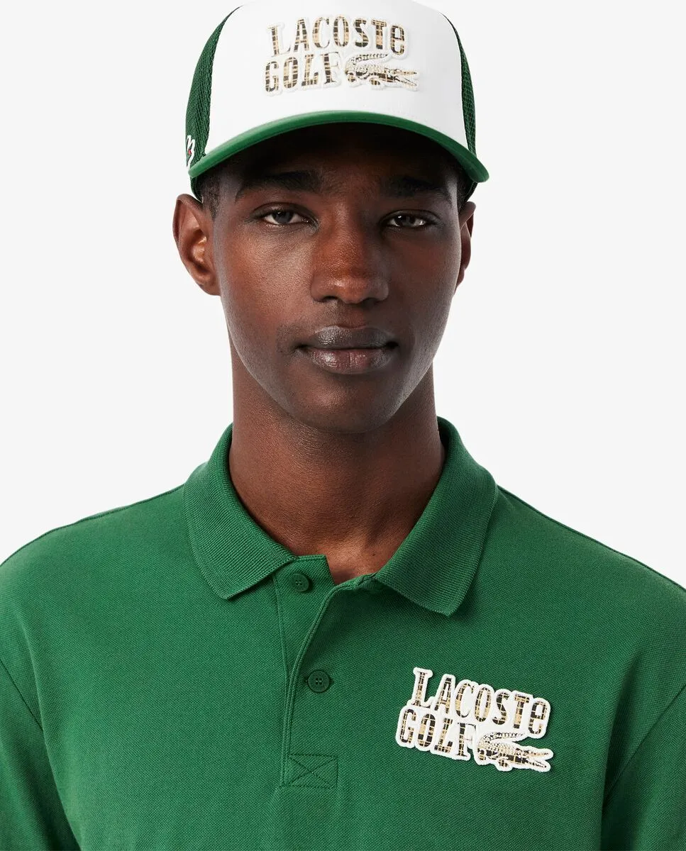 LACOSTE Relaxed Fit Mini-Piqu  Golf Polo Shirt Green LACOSTE Relaxed Fit Mini-Piqu  Golf Polo Shirt Green