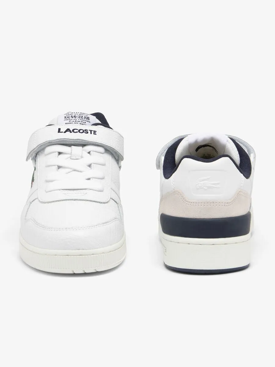LACOSTE White Women’s T-Clip Velcro Contrasted Collar Leather Trainers LACOSTE White Women’s T-Clip Velcro Contrasted Collar Leather Trainers