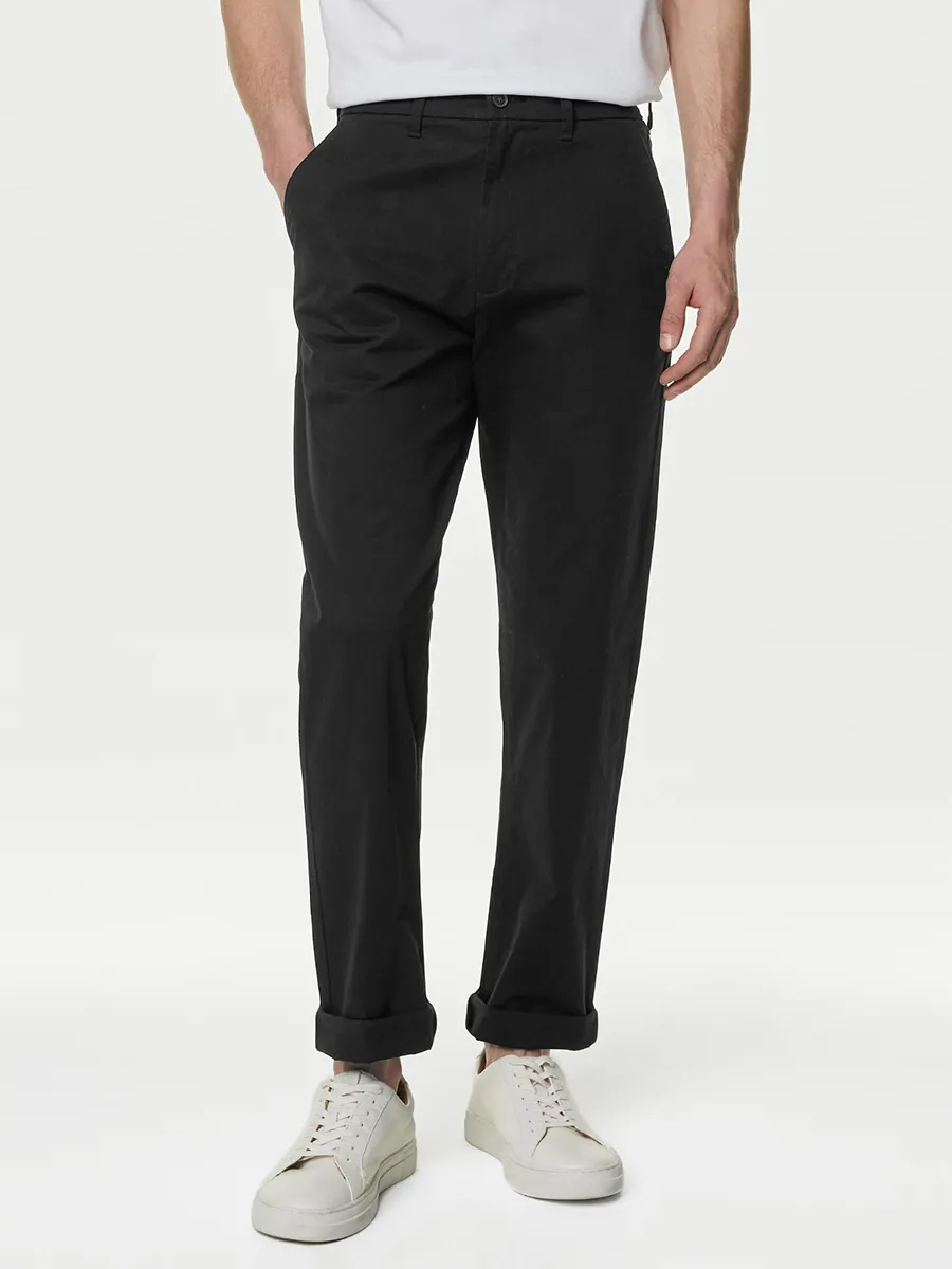 MARKS & SPENCER Men Chinos Loose Fit Stretch Y0_Black MARKS & SPENCER Men Chinos Loose Fit Stretch Y0_Black