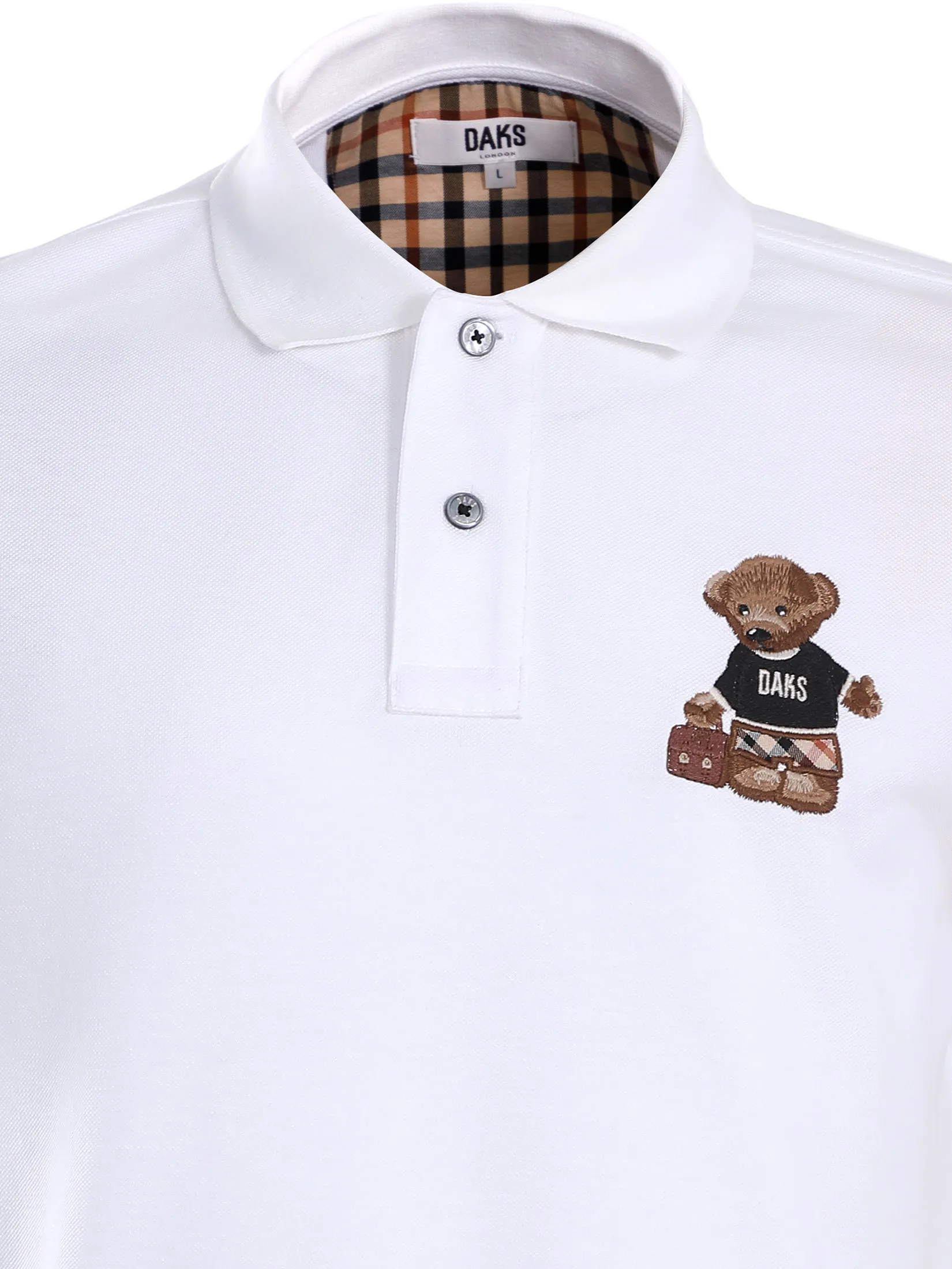 DAKS Men  Short Sleeve Polo Slim Fit White DAKS Men  Short Sleeve Polo Slim Fit White