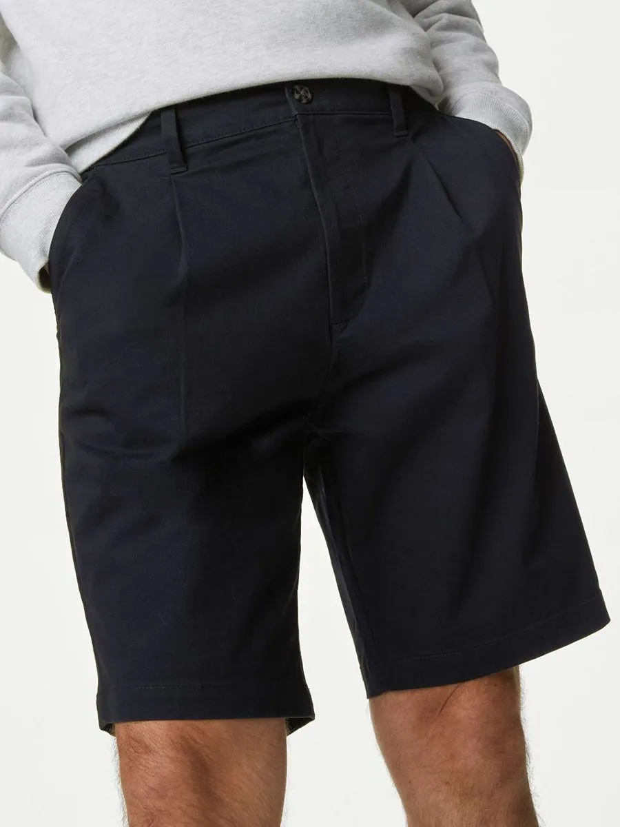 MARKS & SPENCER Men Chino Shorts Single Pleat Stretch MARKS & SPENCER Men Chino Shorts Single Pleat Stretch