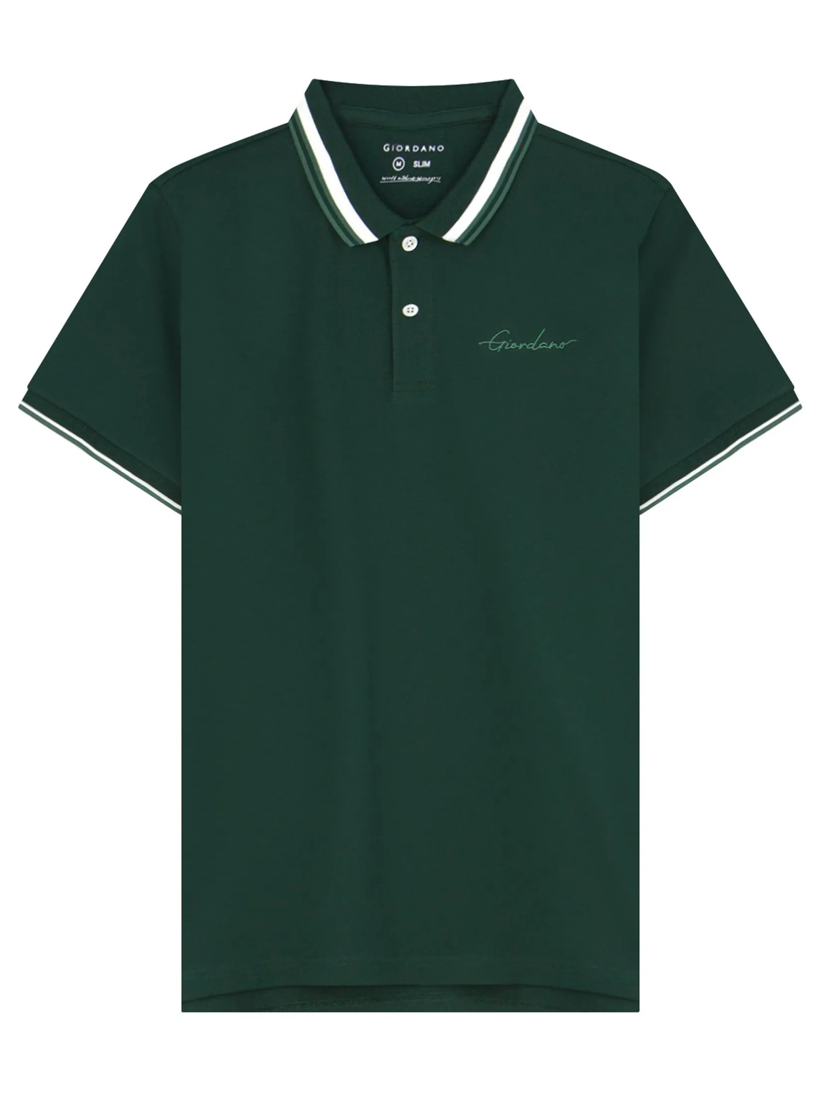 GIORDANO Men's Slim Embroidery Bold Polo (Signature) Hemlock green GIORDANO Men's Slim Embroidery Bold Polo (Signature) Hemlock green