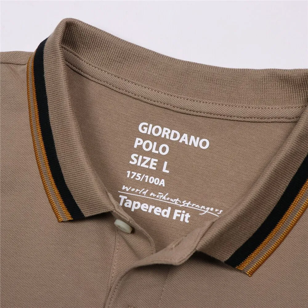 GIORDANO Khaki Men's Solid Polo GIORDANO Khaki Men's Solid Polo