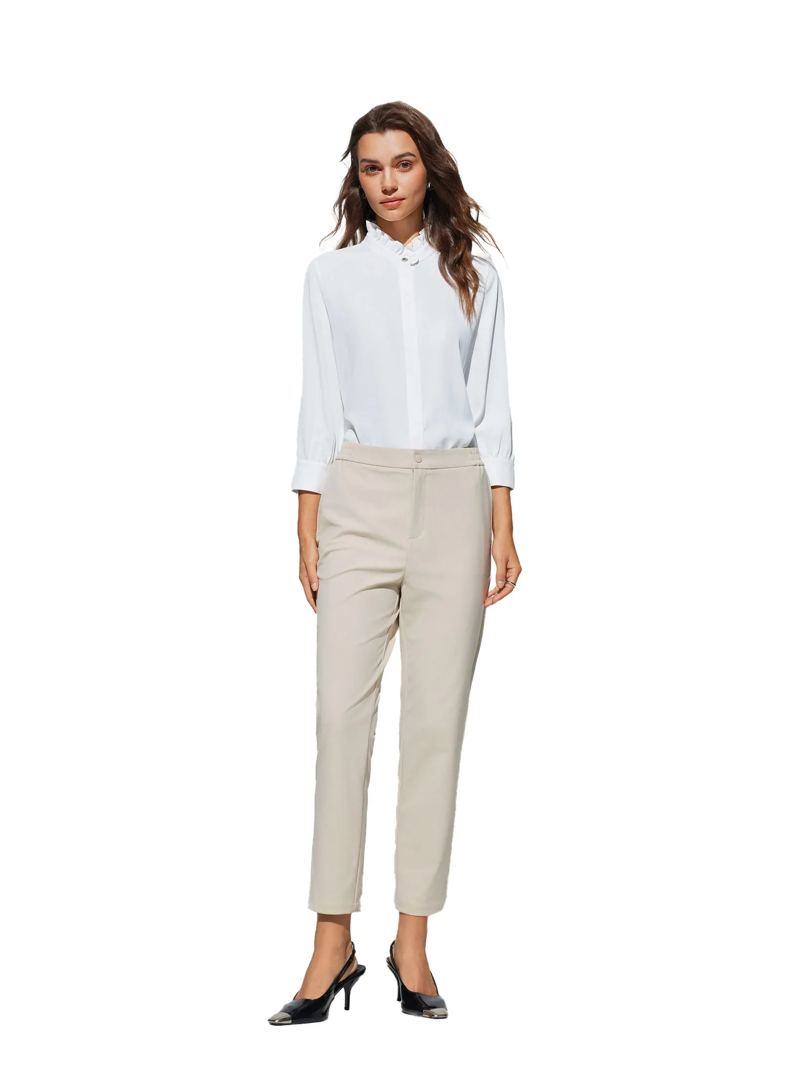 G2000 Women Clothing Multi-Way Stretch Cropped Length Cigarette Casual Pants  Cropped Cigarette Shape - Beige G2000 Women Clothing Multi-Way Stretch Cropped Length Cigarette Casual Pants  Cropped Cigarette Shape - Beige