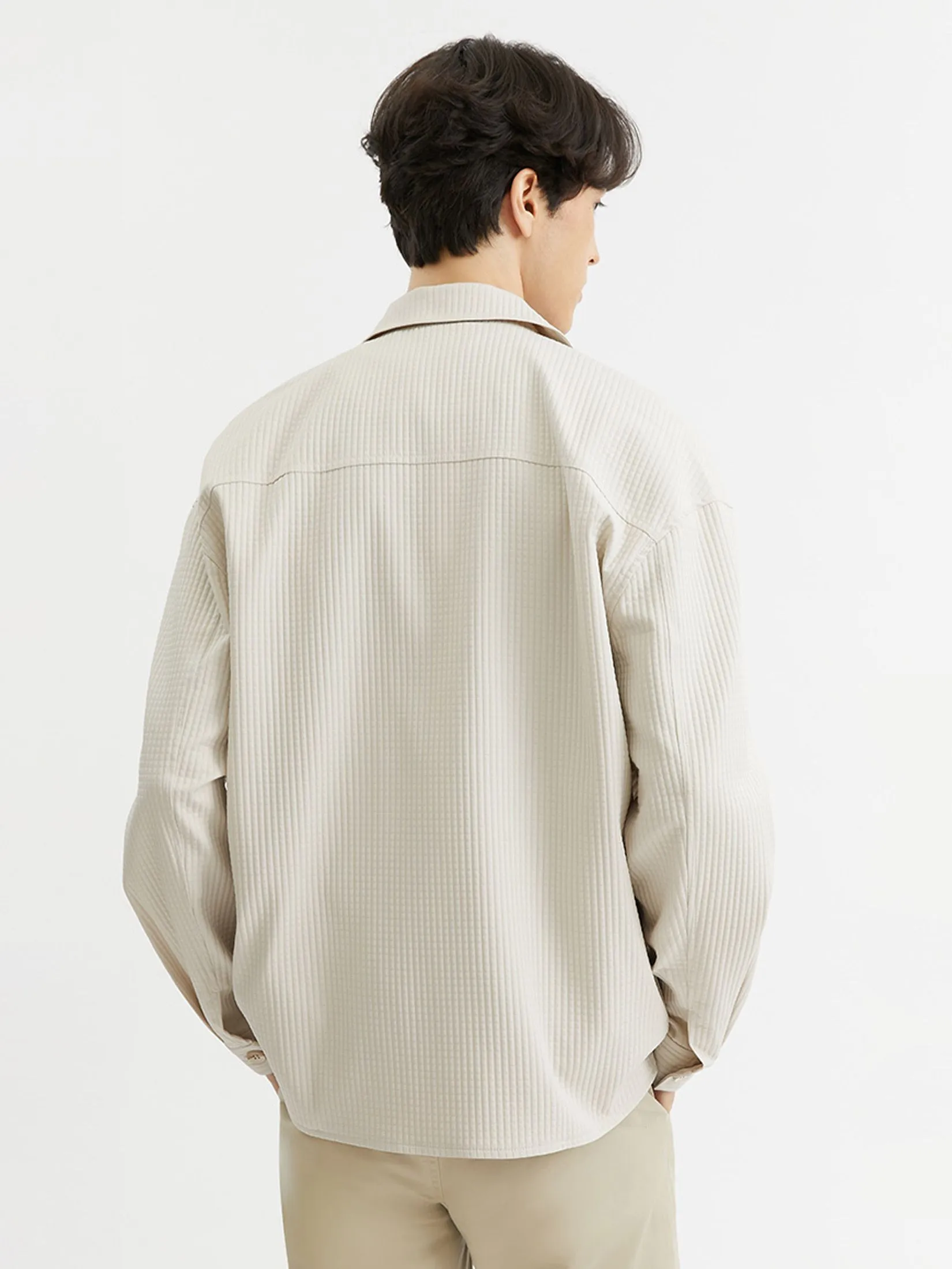 DAPPER Men Waffle Textured Jacket Cream DAPPER Men Waffle Textured Jacket Cream
