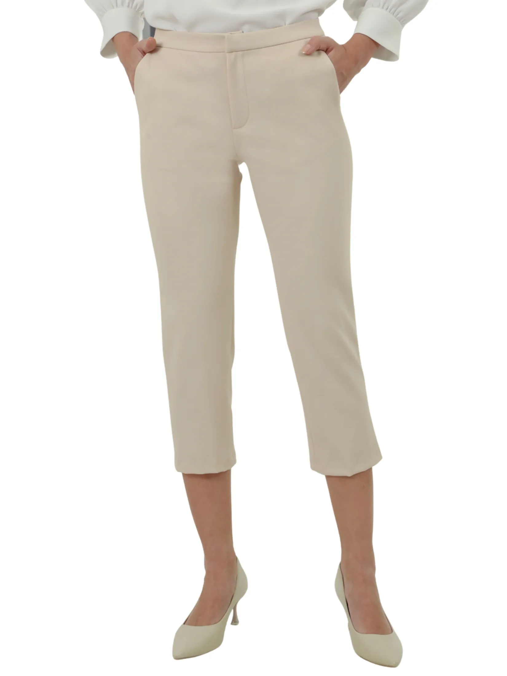 VERONIQA Women Pants Trousers Suiting Spendex Cream VERONIQA Women Pants Trousers Suiting Spendex Cream