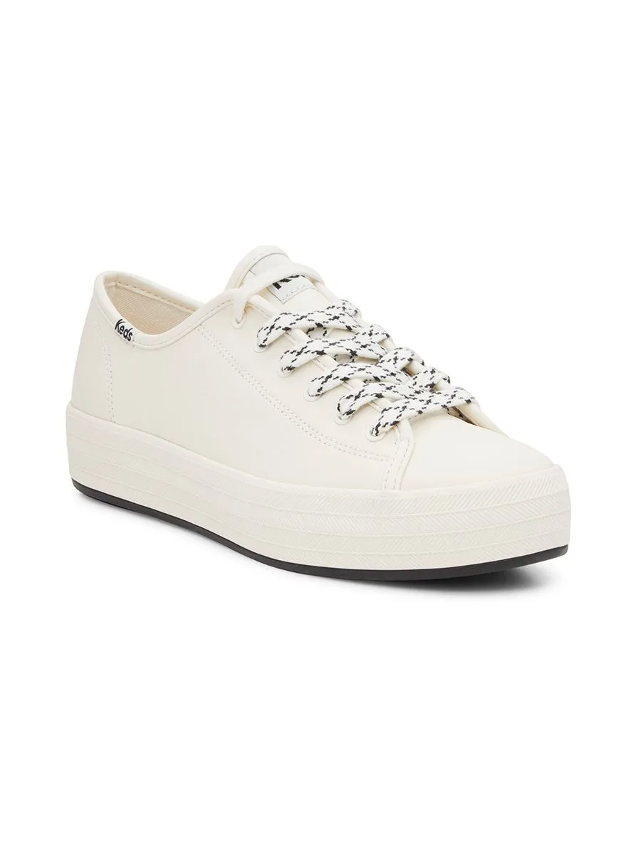 KEDS Women Triple Kick Leather Bottom Foxing Stripe White KEDS Women Triple Kick Leather Bottom Foxing Stripe White