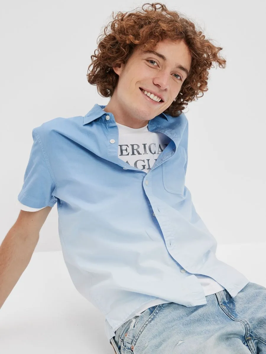 American Eagle MEN SS OXFORD BLUE TIDAL DIP DYE 421 BLUE VIBE