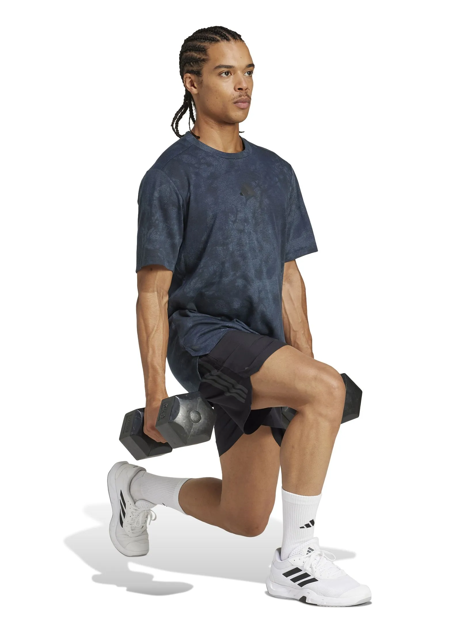 ADIDAS Men T-Shirt Power Graphic Blue / Aurora Ink / Black ADIDAS Men T-Shirt Power Graphic Blue / Aurora Ink / Black