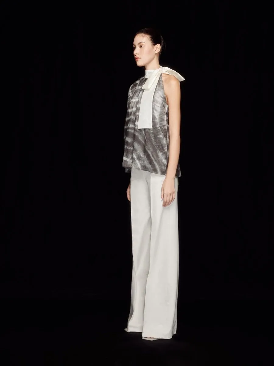 ASAVA (SS24) Tie-dye One-shoulder Bow Women Blouse Black ASAVA (SS24) Tie-dye One-shoulder Bow Women Blouse Black