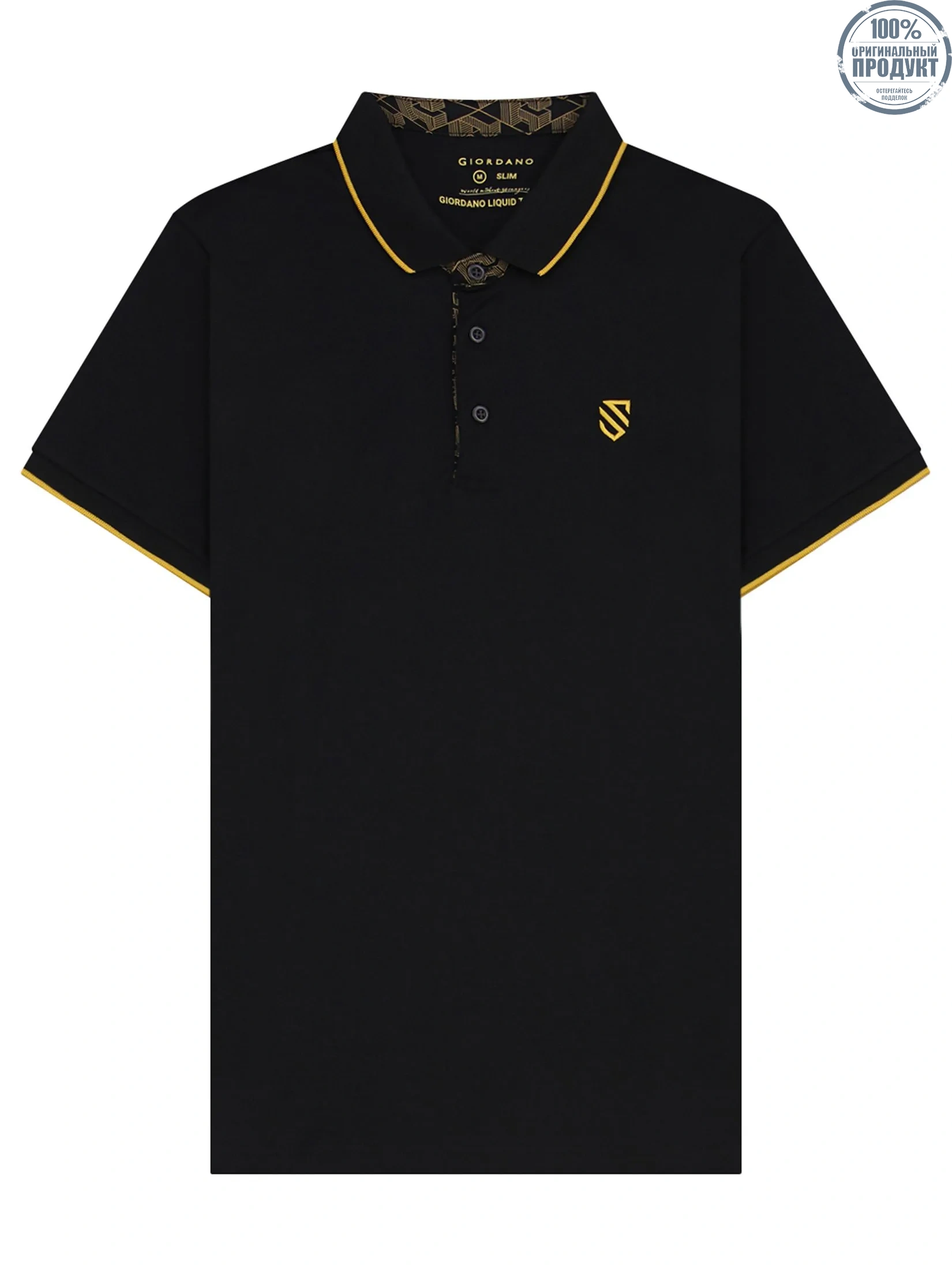 GIORDANO Men's Slim Liquid Touch Embroidery Polo (Supremacy) Black GIORDANO Men's Slim Liquid Touch Embroidery Polo (Supremacy) Black
