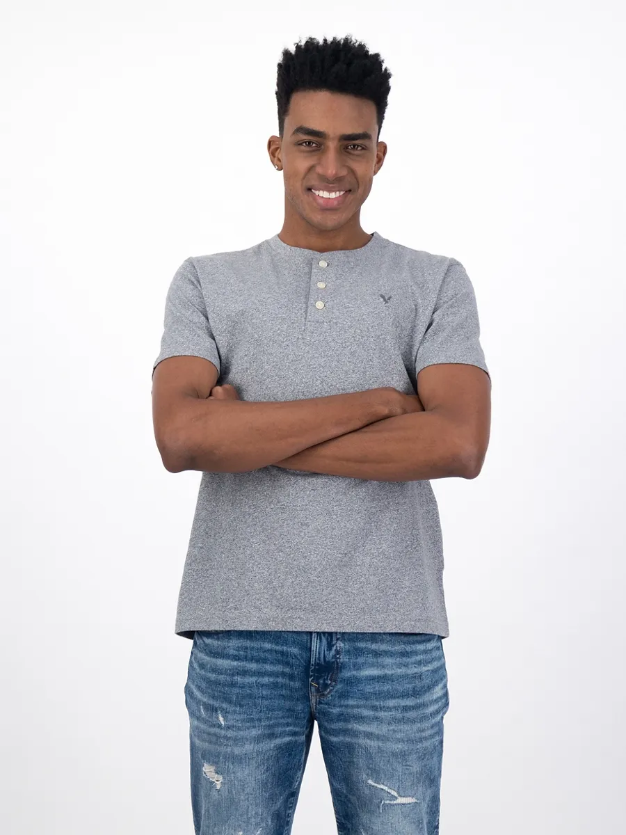 American Eagle INTL SS HENLEY HEATHER 006 HEATHER GRAY American Eagle INTL SS HENLEY HEATHER 006 HEATHER GRAY