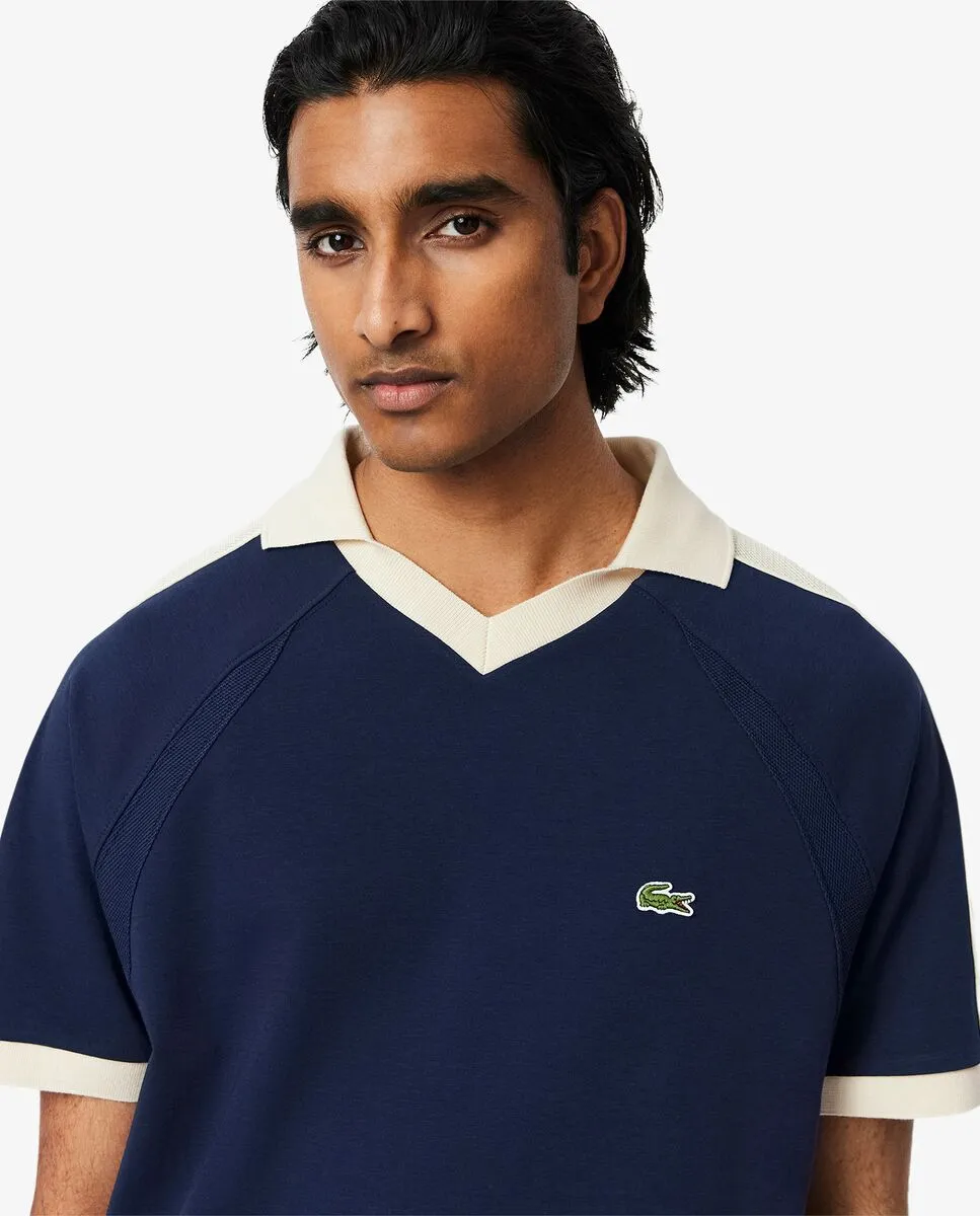 LACOSTE Classic Fit Piqu  Panel Polo Shirt Blue LACOSTE Classic Fit Piqu  Panel Polo Shirt Blue