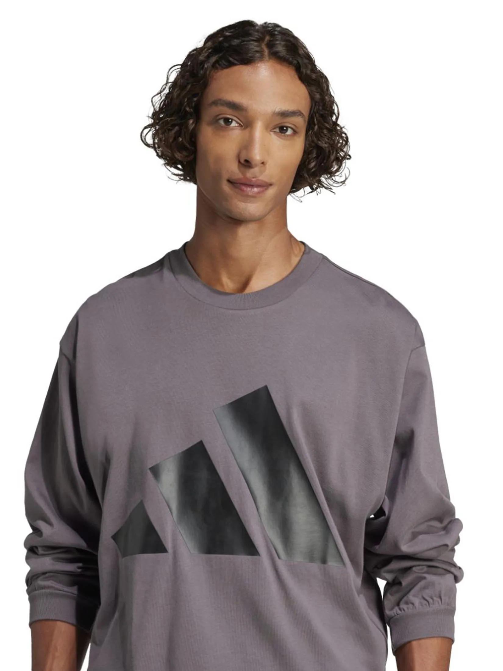 ADIDAS Men Top Long-Sleeve Essentials Big Logo Single Jersey Grey Strata / Black ADIDAS Men Top Long-Sleeve Essentials Big Logo Single Jersey Grey Strata / Black