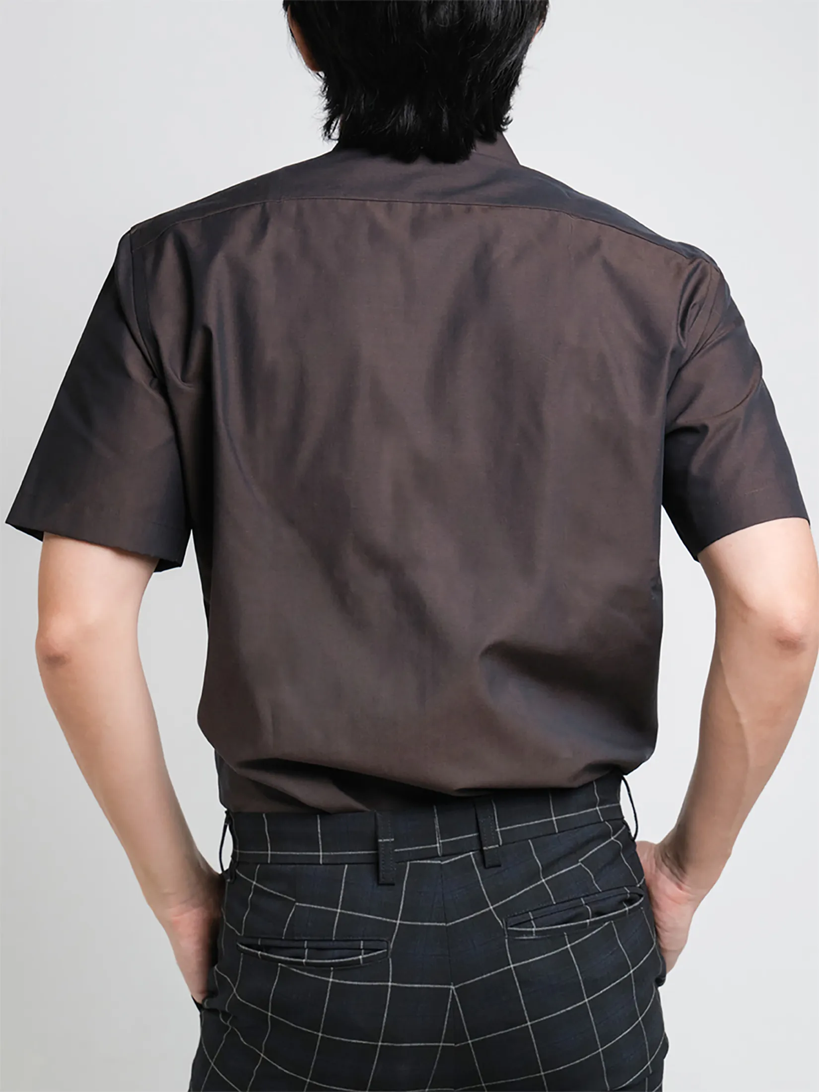 OLYMP MEN SHIRT SHORT SLEEVES CASUAL SHIRT MODERN FIT BROWN