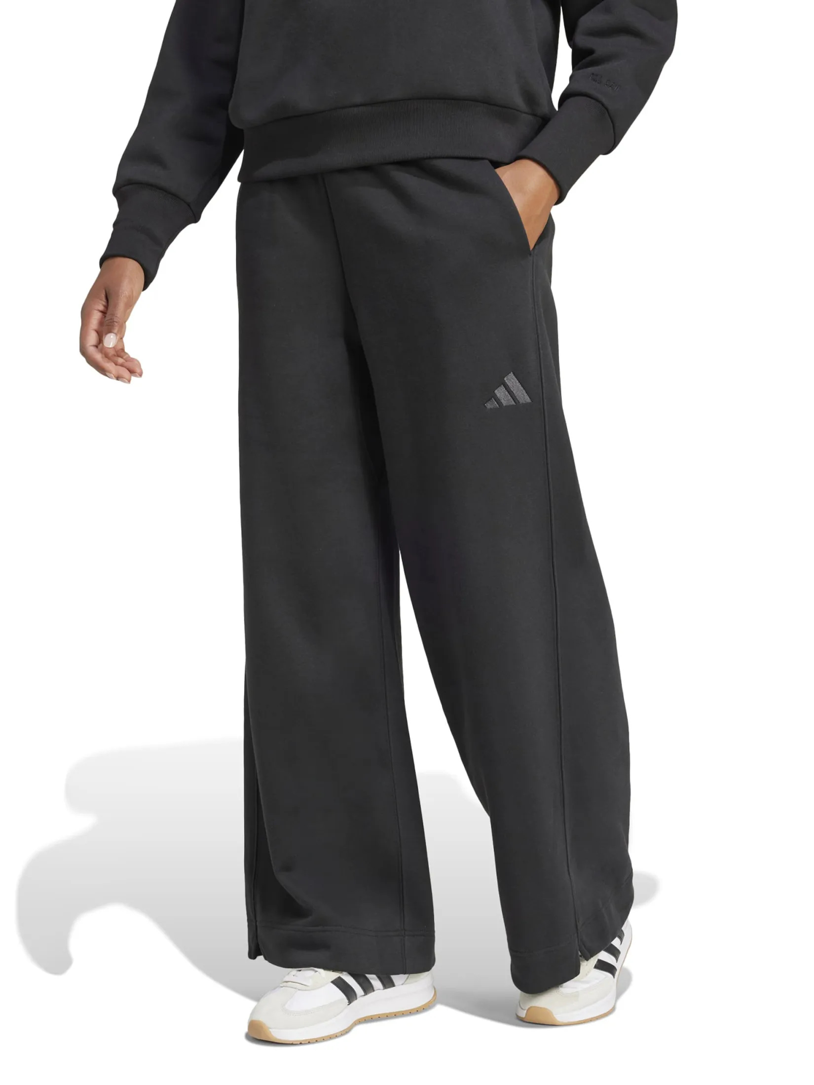 ADIDAS Women Wide-Leg Pants All SZN Fleece Loose Black ADIDAS Women Wide-Leg Pants All SZN Fleece Loose Black