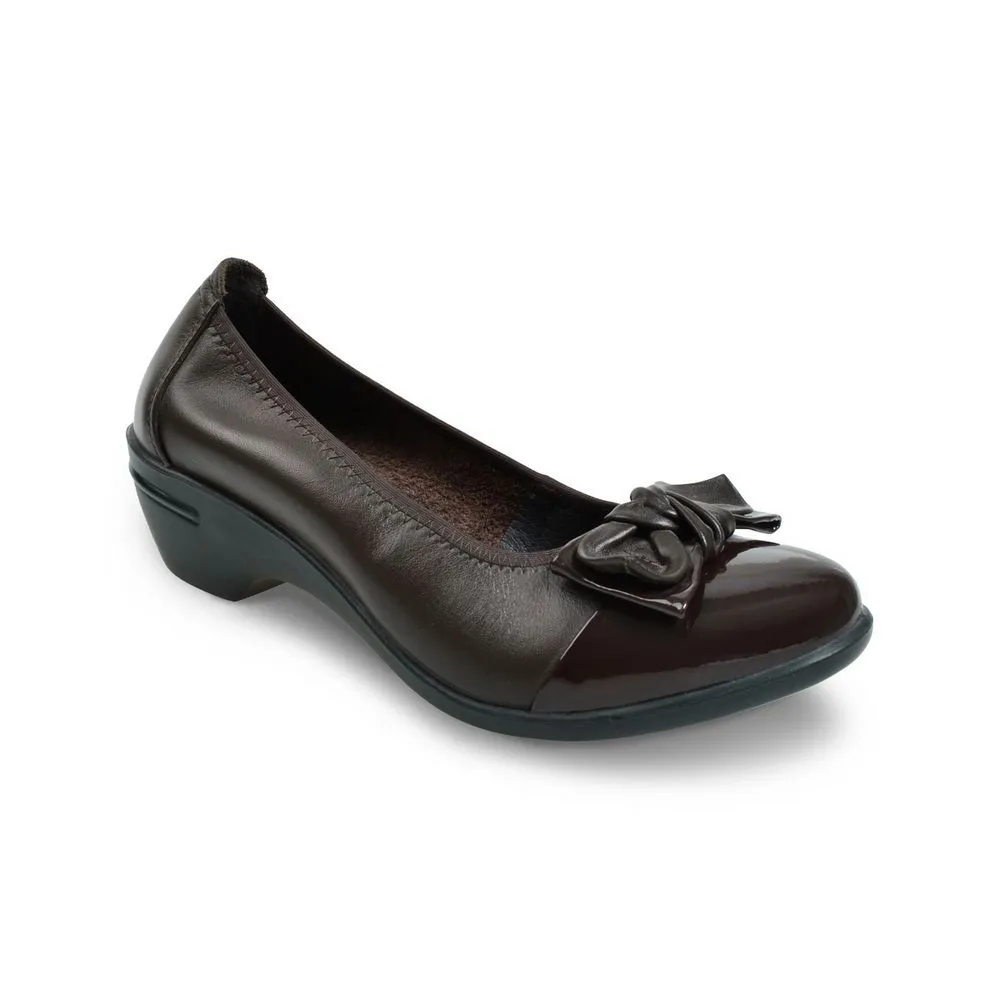 POLO CLUB Brown Leather Court Shoes Rounded Toe Blocked Heel 1.75 inch P1558 POLO CLUB Brown Leather Court Shoes Rounded Toe Blocked Heel 1.75 inch P1558