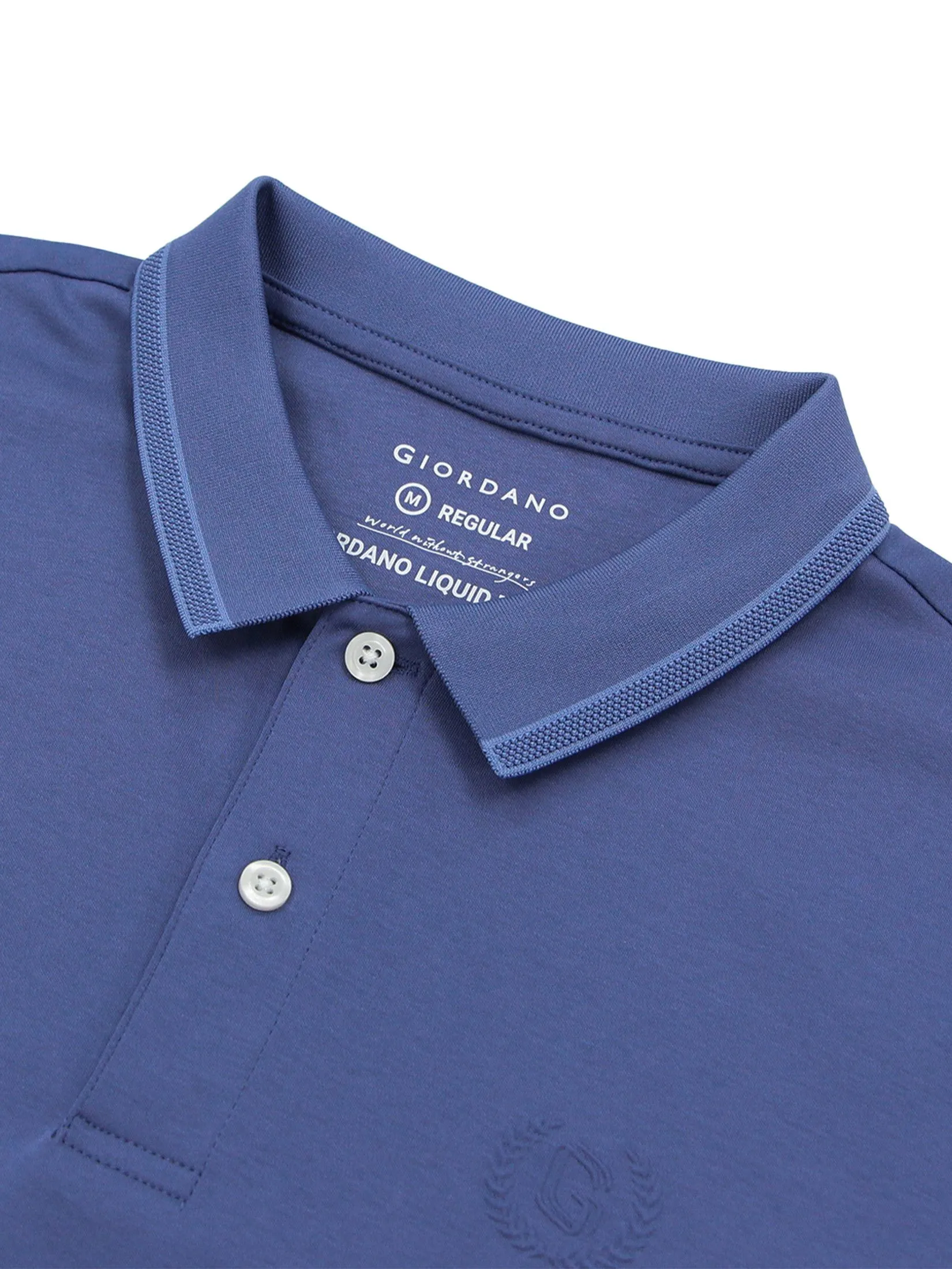 GIORDANO Men's Regular Interlock Embroidery Polo (Liquid Touch) Grey blue Purple GIORDANO Men's Regular Interlock Embroidery Polo (Liquid Touch) Grey blue Purple