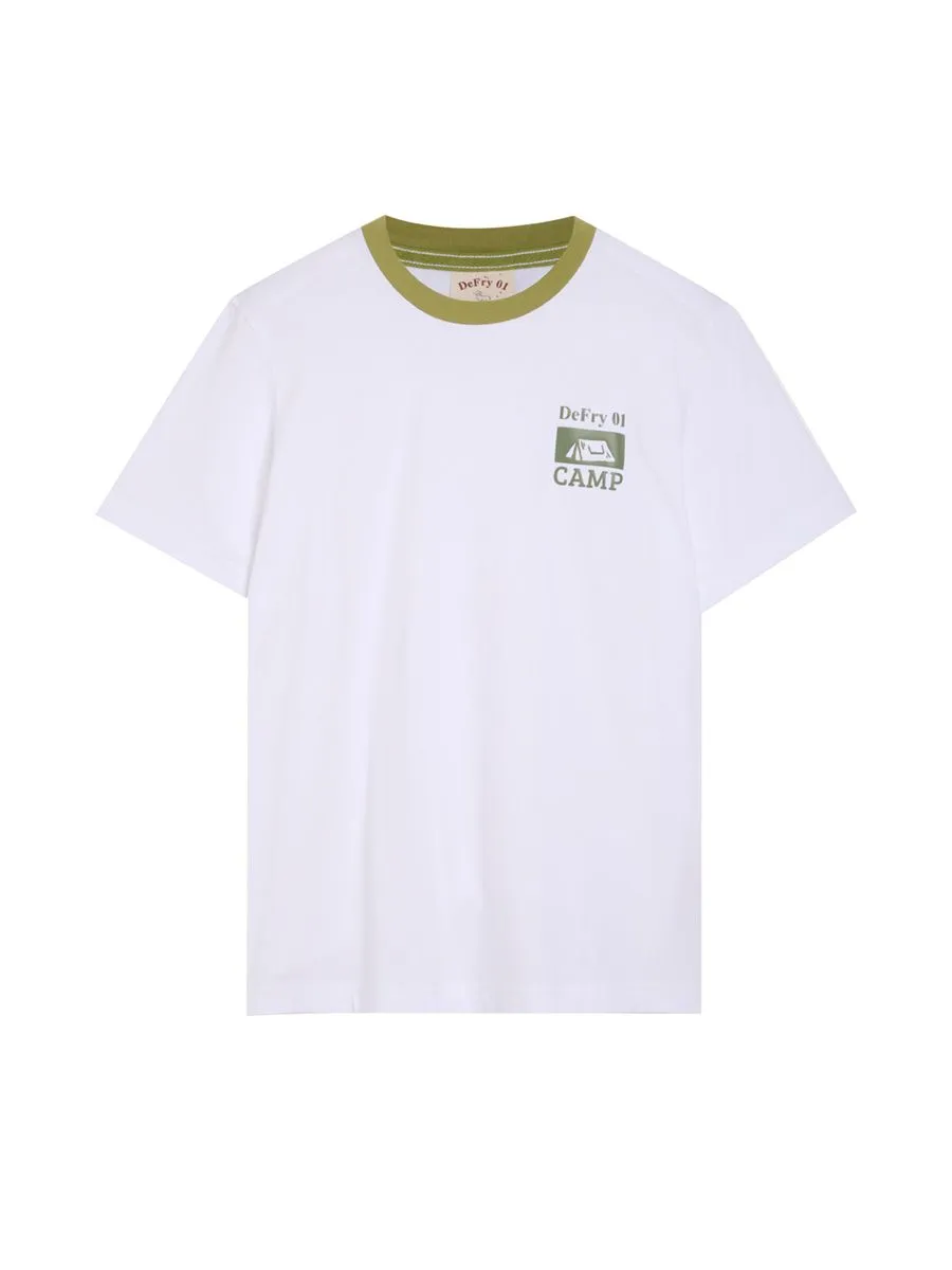 DEFRY 01 Men T-Shirt Short Sleeves Round Neck Printed White DEFRY 01 Men T-Shirt Short Sleeves Round Neck Printed White