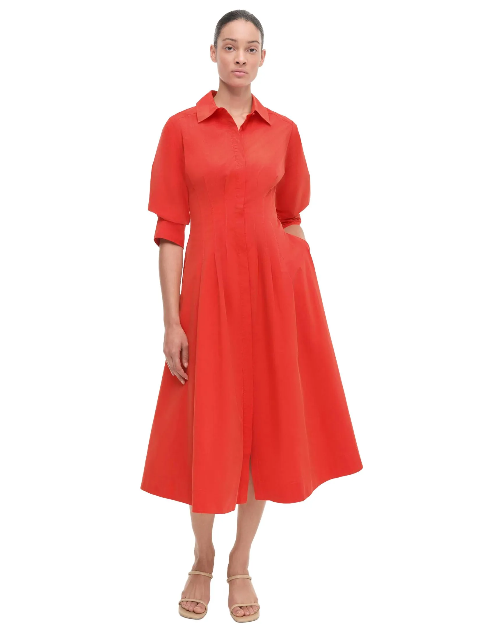 SIMKHAI Women Midi Dress Jazz Pintuck SIMKHAI Women Midi Dress Jazz Pintuck