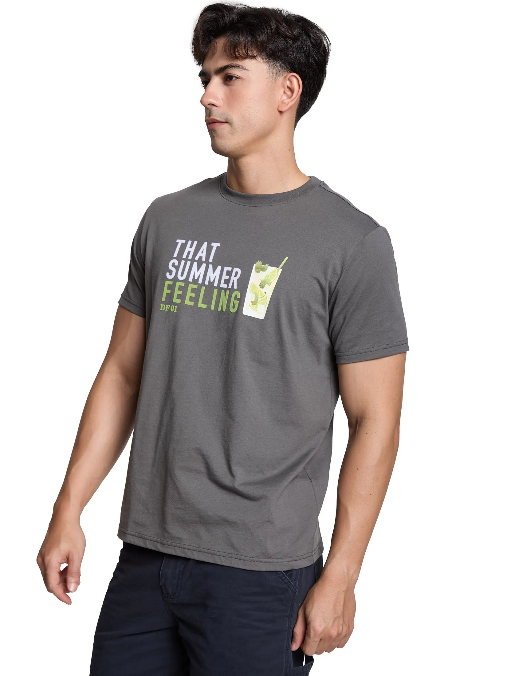 DEFRY 01 Men T-Shirt Short Sleeves 2506UTSM034 Grey DEFRY 01 Men T-Shirt Short Sleeves 2506UTSM034 Grey