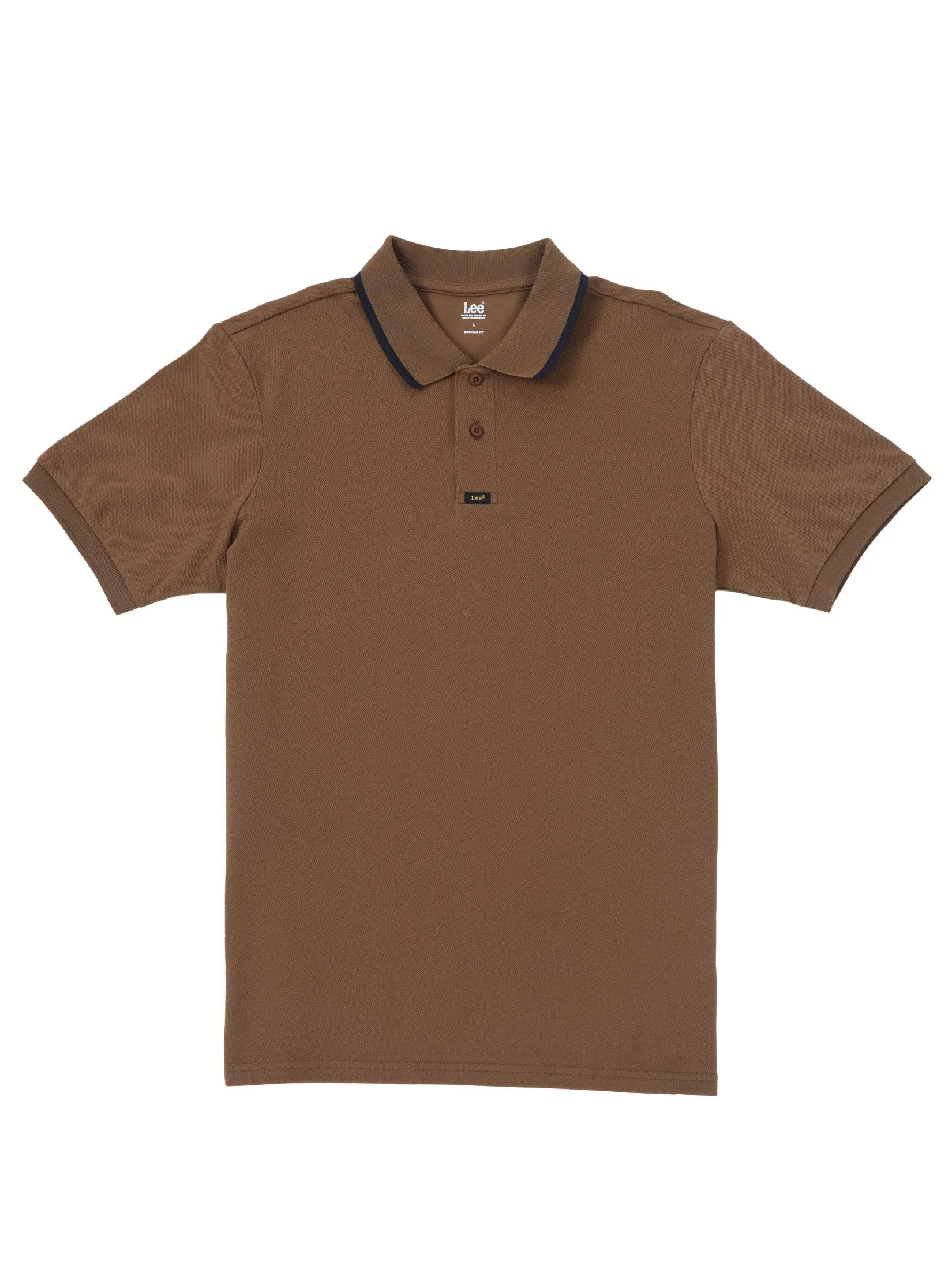 LEE Men's Polo Short Sleeve Regular Fit Brown LEE Men's Polo Short Sleeve Regular Fit Brown