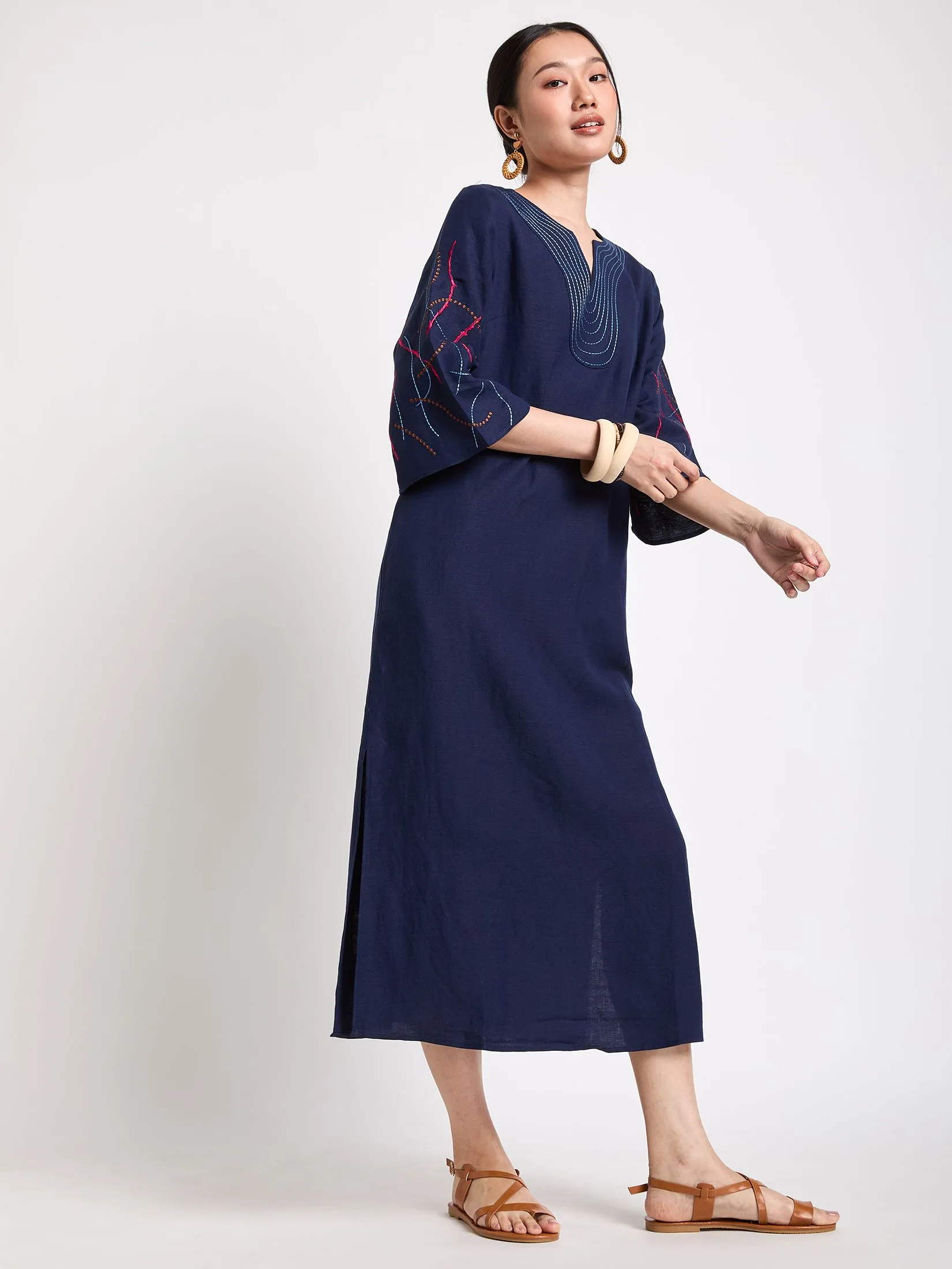 JOURNAL Women Dress V-Neck Embroidered JOURNAL Women Dress V-Neck Embroidered