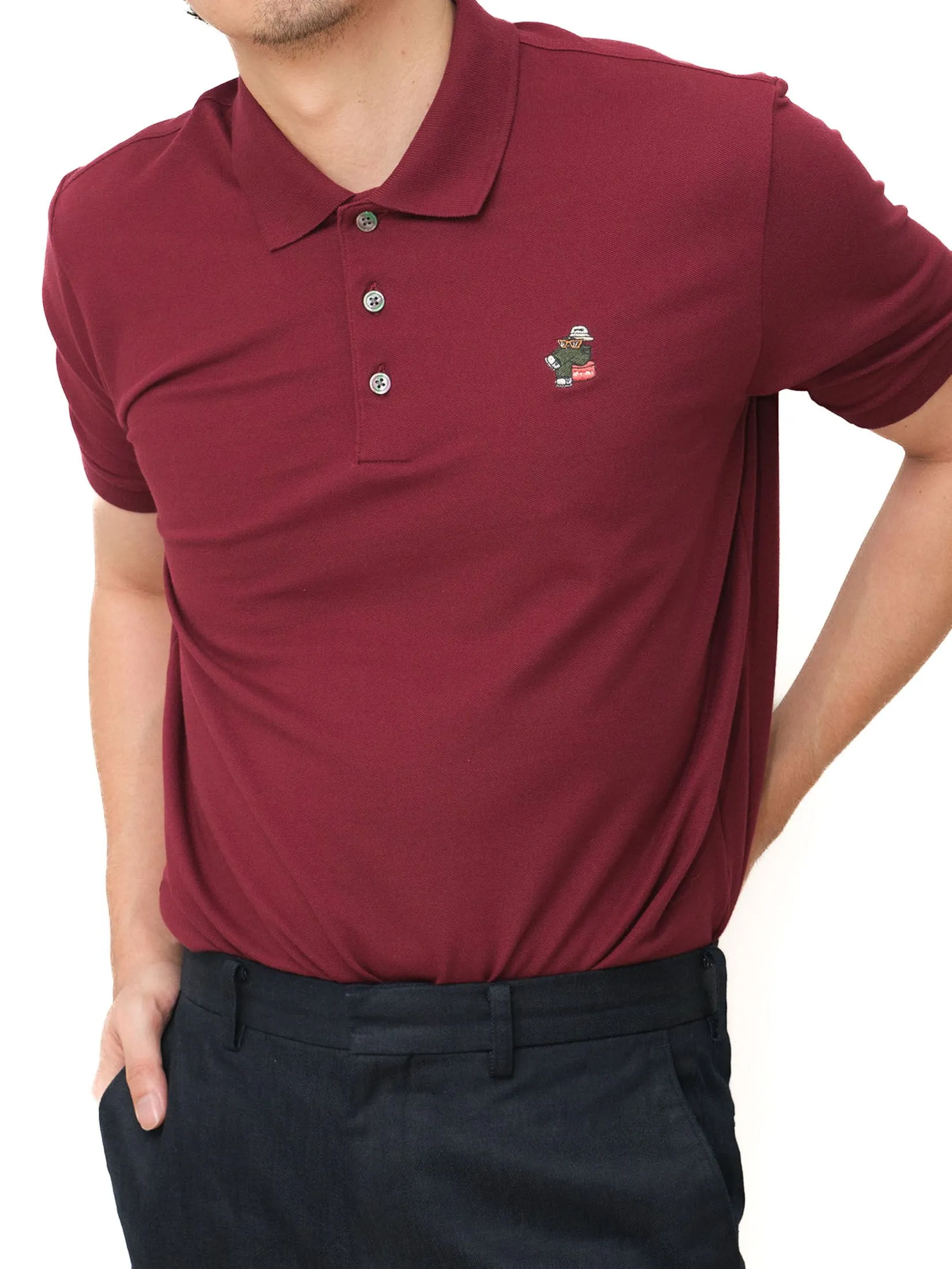 Era-won Men's Polo Slim Fit Art toy Collection Maroon Era-won Men's Polo Slim Fit Art toy Collection Maroon