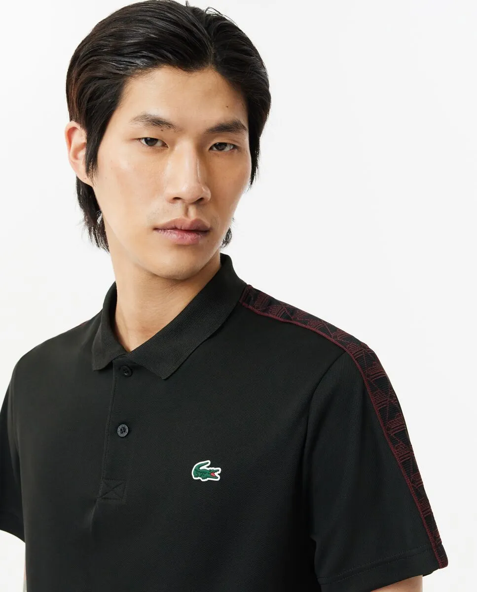 LACOSTE Regular Fit Ultra Dry Piqu  Tennis Polo Shirt Black LACOSTE Regular Fit Ultra Dry Piqu  Tennis Polo Shirt Black