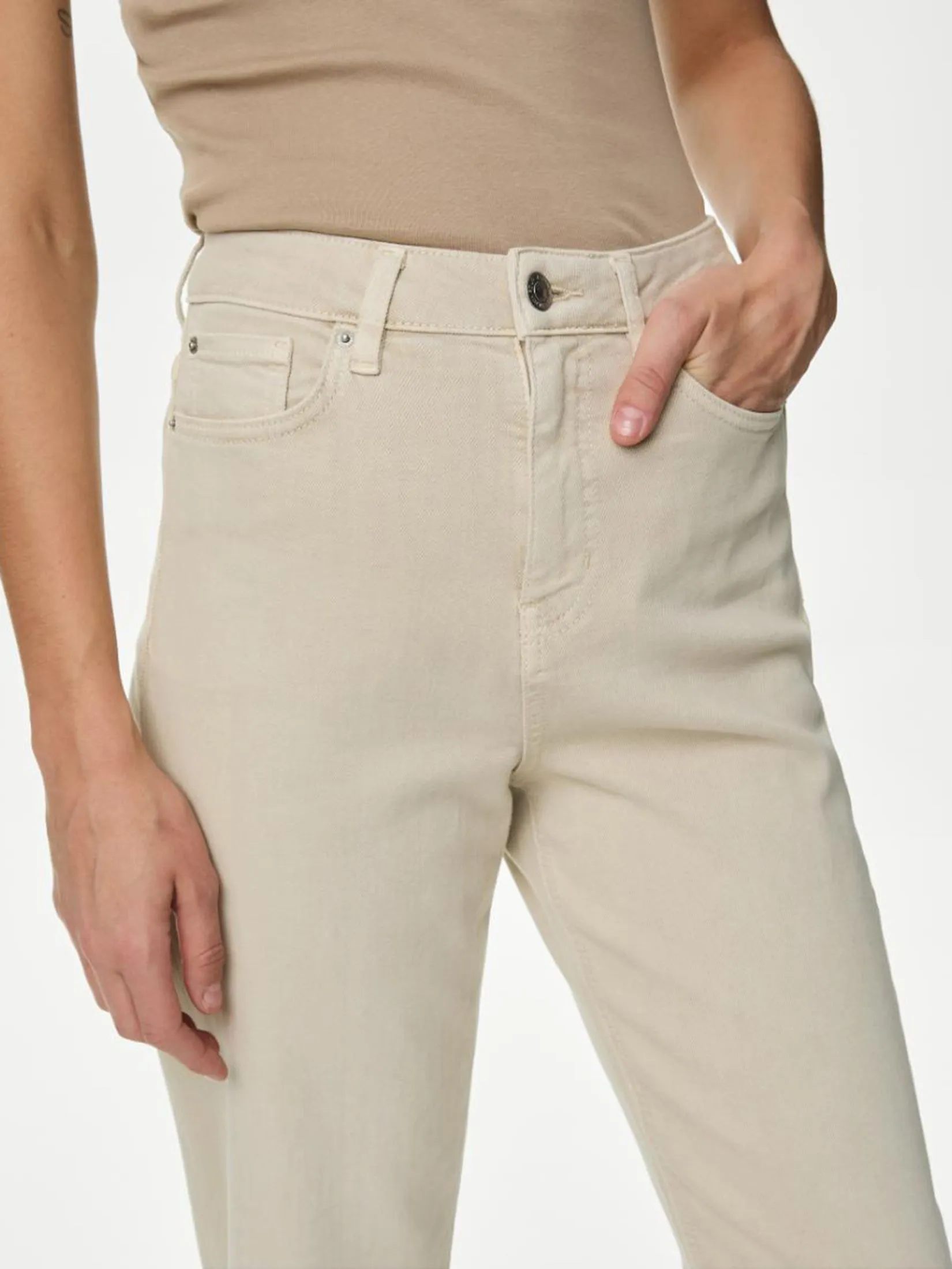 MARKS & SPENCER Women Jeans Mom High Waisted Tapered Ankle Grazer Neutral MARKS & SPENCER Women Jeans Mom High Waisted Tapered Ankle Grazer Neutral