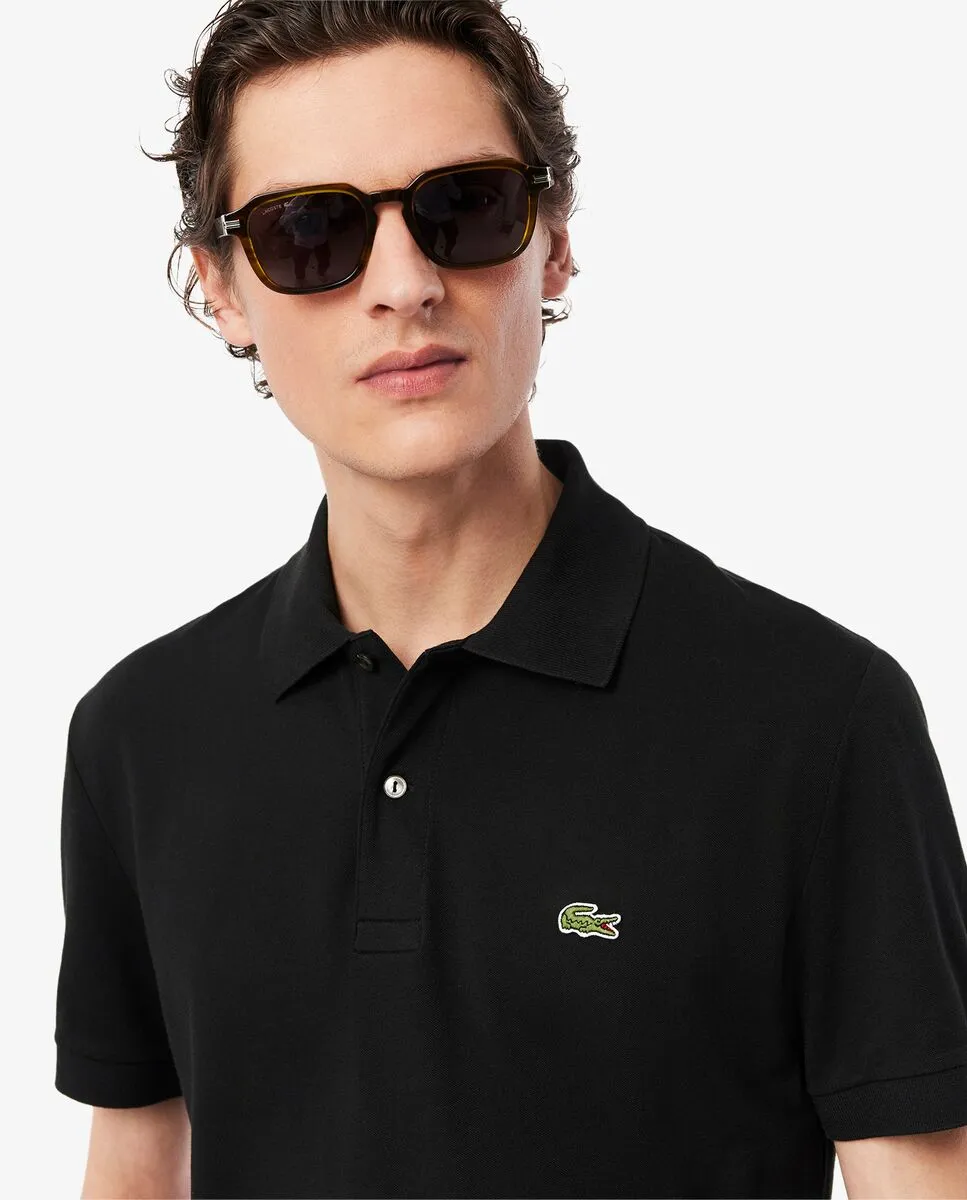 LACOSTE Classic Fit L.12.12 LIGHT Piqu  Polo Shirt Black LACOSTE Classic Fit L.12.12 LIGHT Piqu  Polo Shirt Black
