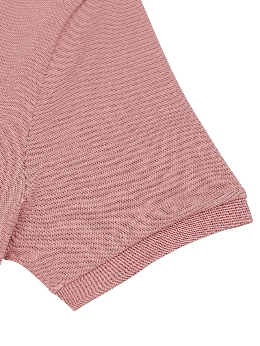 GIORDANO Men's Slim Fit 3D Lion Embroidery Polo Ash Rose Pink GIORDANO Men's Slim Fit 3D Lion Embroidery Polo Ash Rose Pink