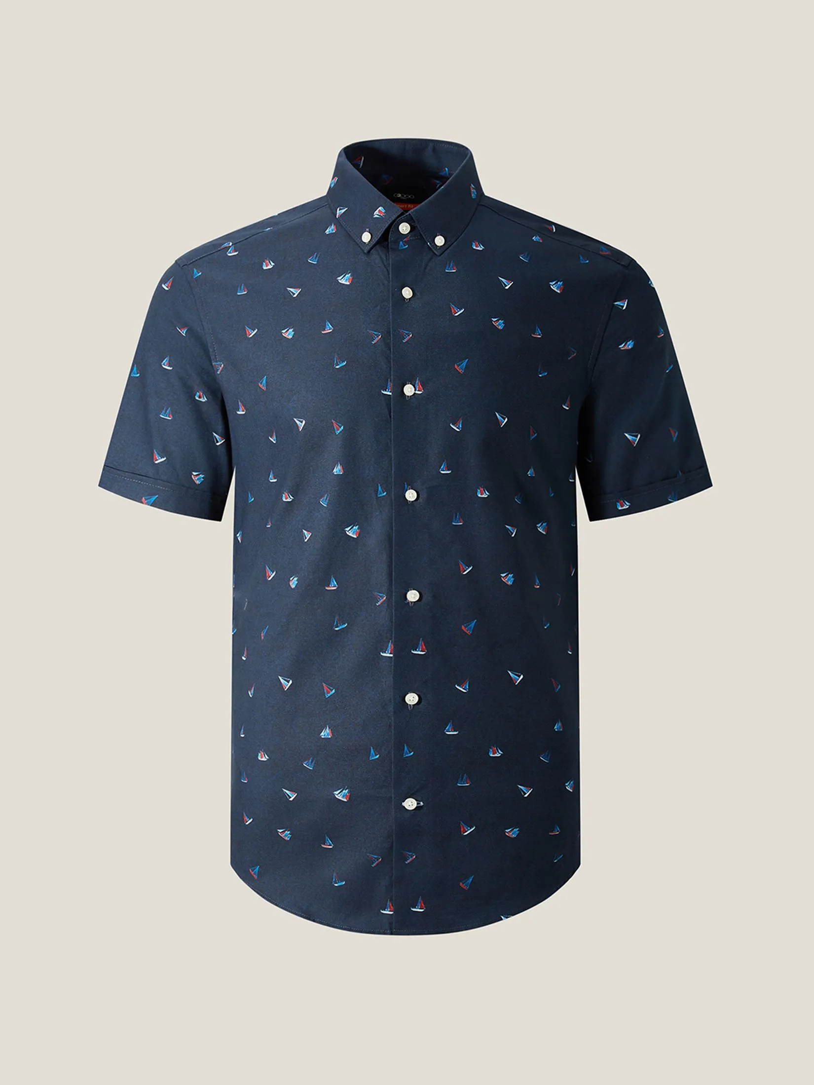 G2000 Men Clothing Cotton Digital Print Oxford Short Sleeve Casual Shirt  Smart Fit - Navy