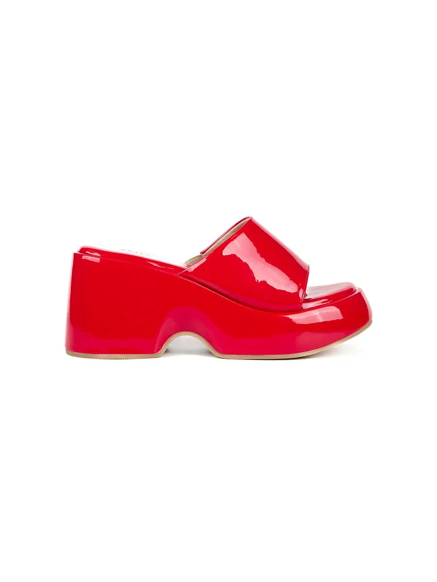 SHU WOMEN  BEDDY 3" EASY SLIDE - GLOSSY CHINESE RED SHU WOMEN  BEDDY 3" EASY SLIDE - GLOSSY CHINESE RED