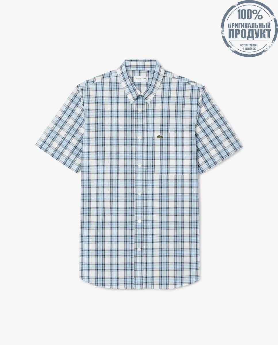 LACOSTE Regular Fit Short Sleeved Shirt Blue LACOSTE Regular Fit Short Sleeved Shirt Blue