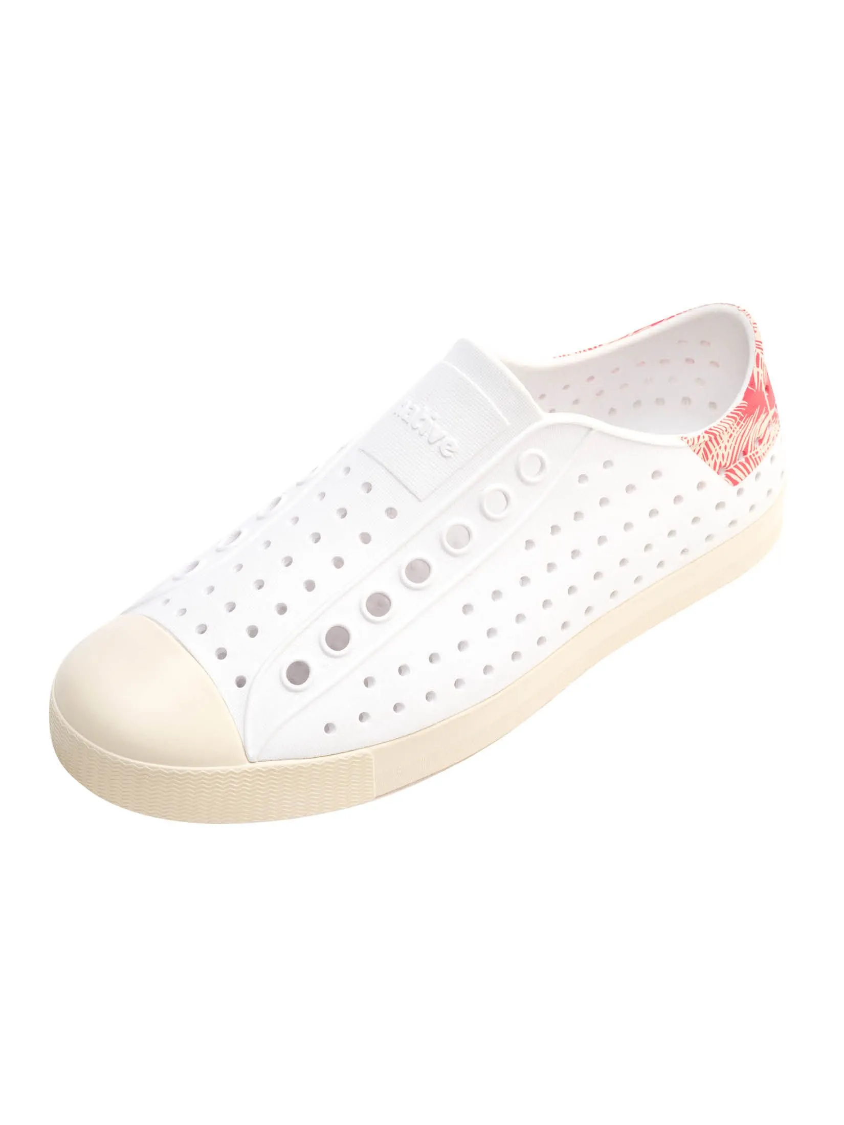 NATIVE Jefferson Block Wanderfoam Shell White/Bone White/Popsicle Palm Block NATIVE Jefferson Block Wanderfoam Shell White/Bone White/Popsicle Palm Block