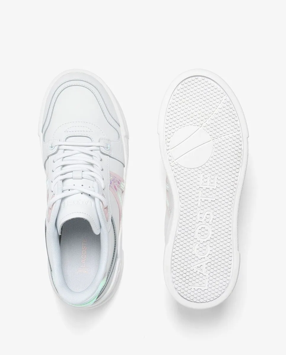 LACOSTE White Women’s L002 Evo Holographic Leather Trainers LACOSTE White Women’s L002 Evo Holographic Leather Trainers