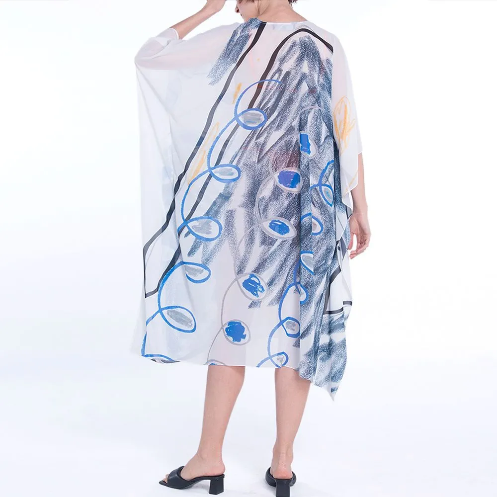 ANGELYS BALEK MULTICOLOR DEEP-V NECK COVER UP DRESS WOMEN SHORT KAFTAN ANGELYS BALEK MULTICOLOR DEEP-V NECK COVER UP DRESS WOMEN SHORT KAFTAN