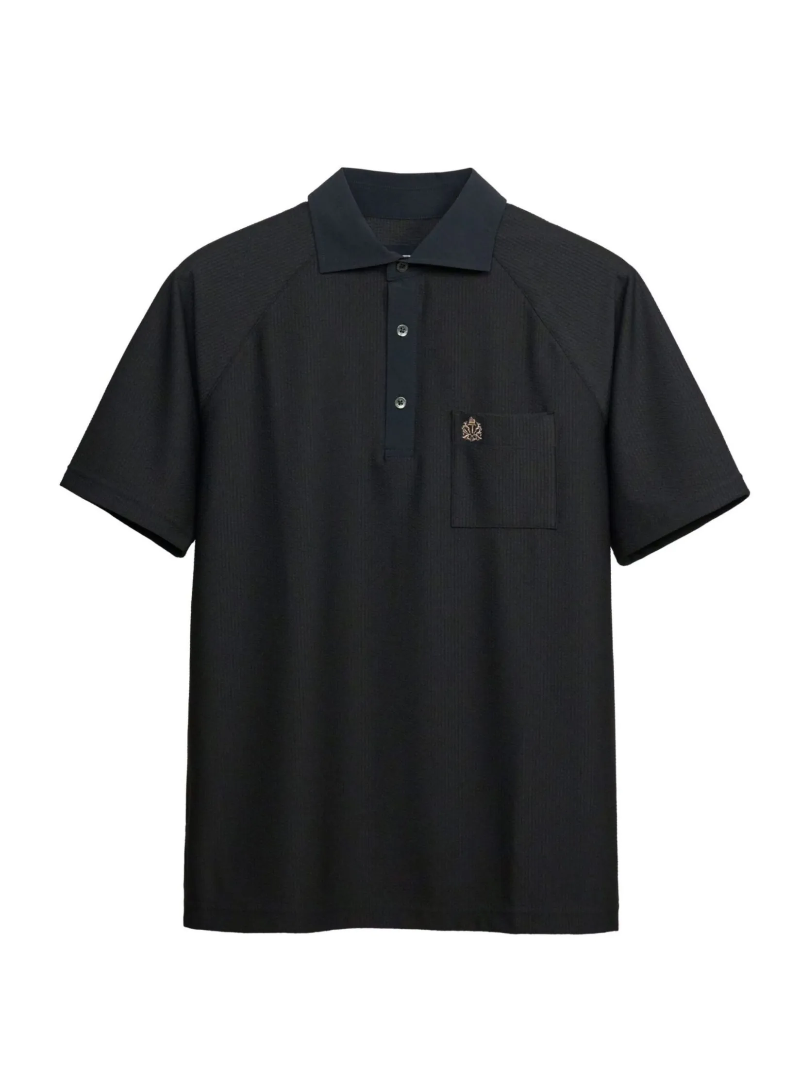TAKEO KIKUCHI MEN BLACK ECO BLUE UV RAGLAN POLO SHIRT TAKEO KIKUCHI MEN BLACK ECO BLUE UV RAGLAN POLO SHIRT